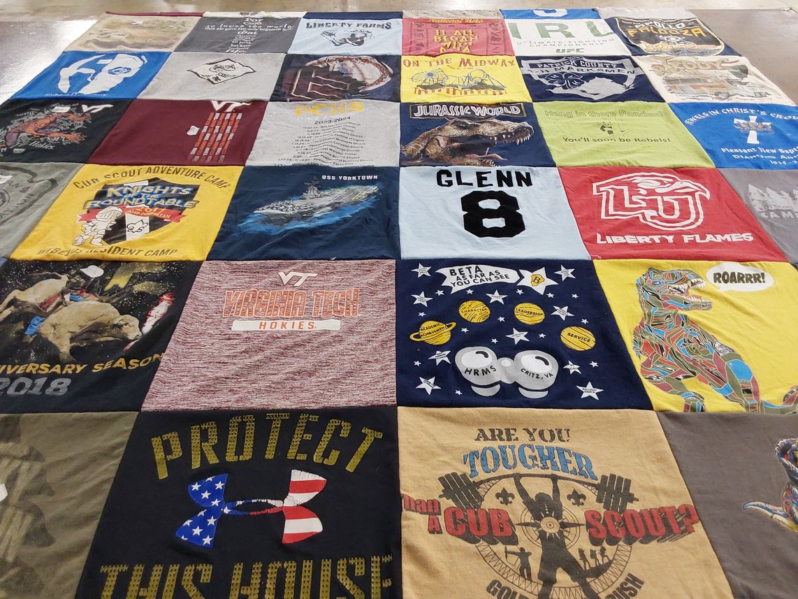 T-shirt quilt featuring liberty flames by Tiffany from VA