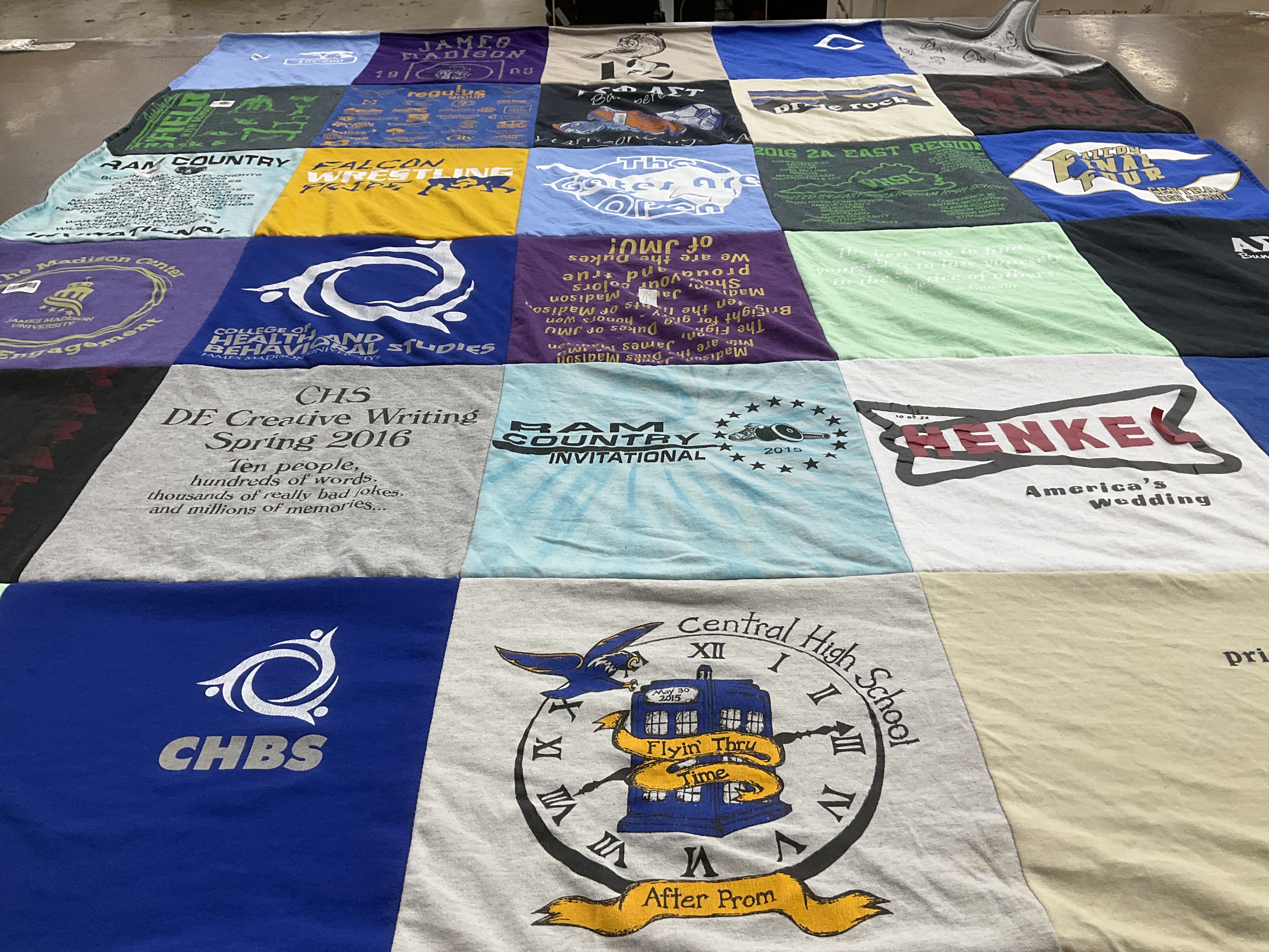 T-shirt quilt featuring falcon wrestling team, chbs by Daniel from VA