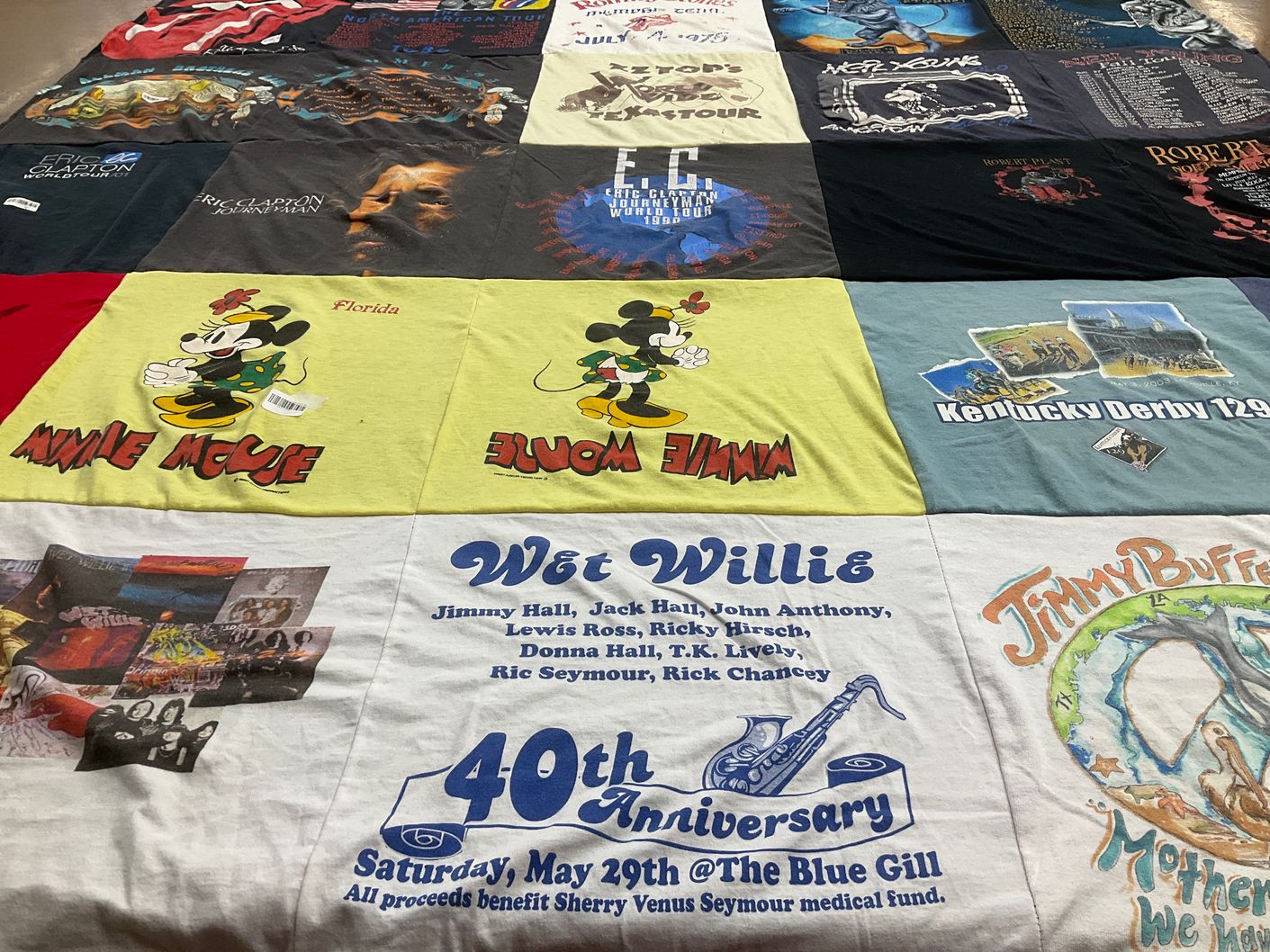T-shirt quilt with music, concerts themes by James from AL