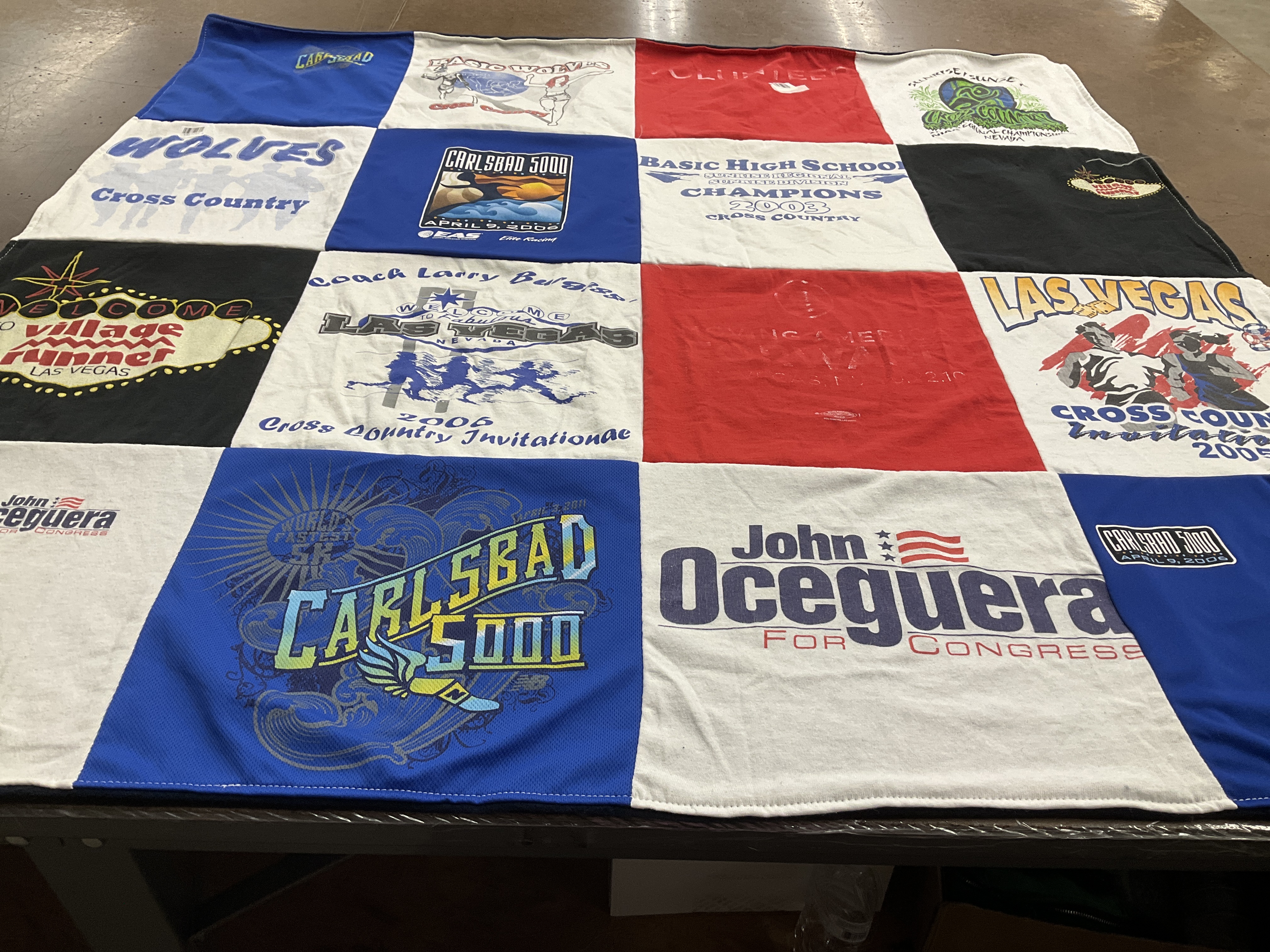 T-shirt quilt featuring carlsbad cross country team, basic high school cross country team by Melissa from ID