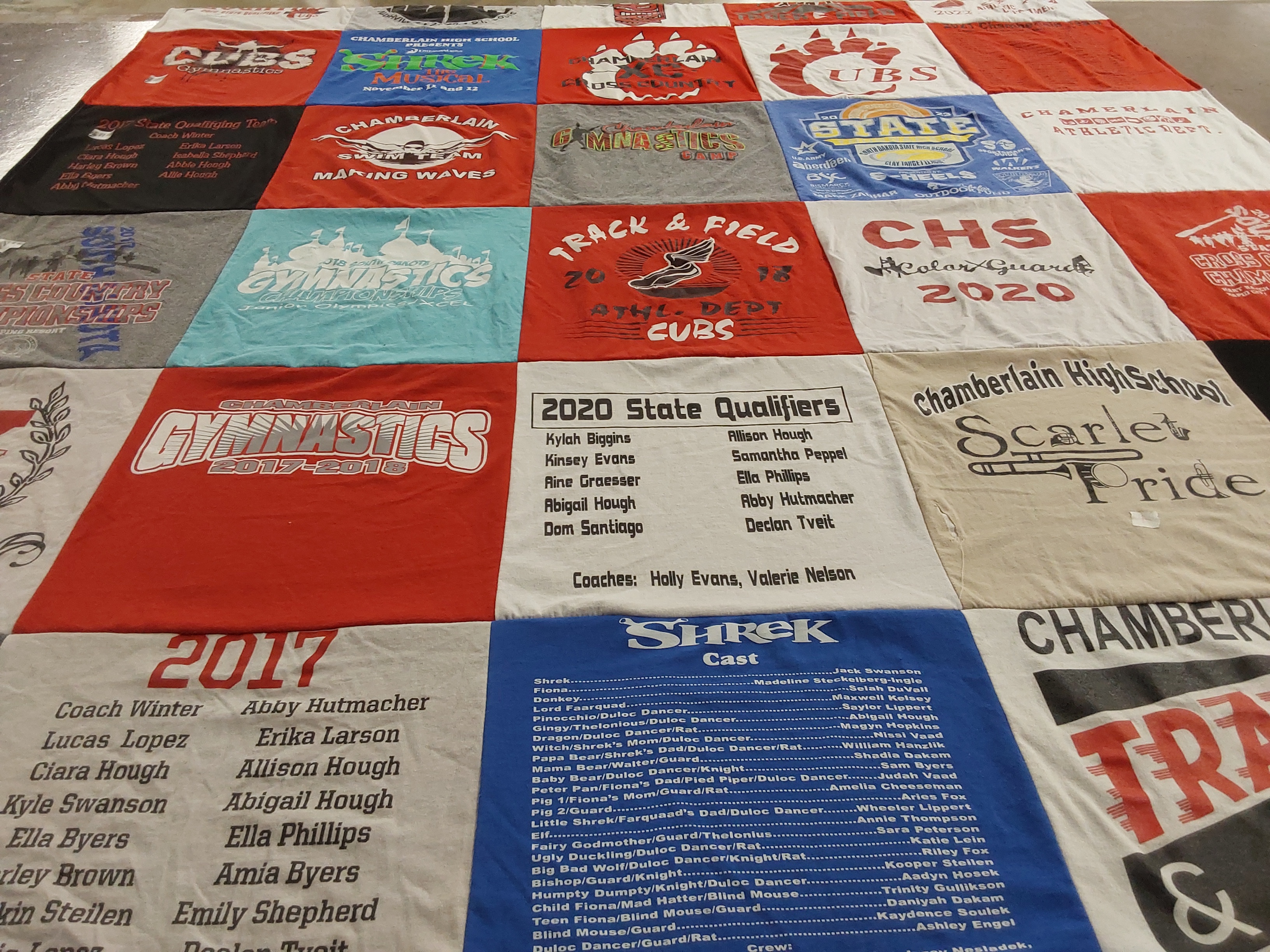 T-shirt quilt featuring chamberlain cubs, chamberlain track and field by Audra from SD