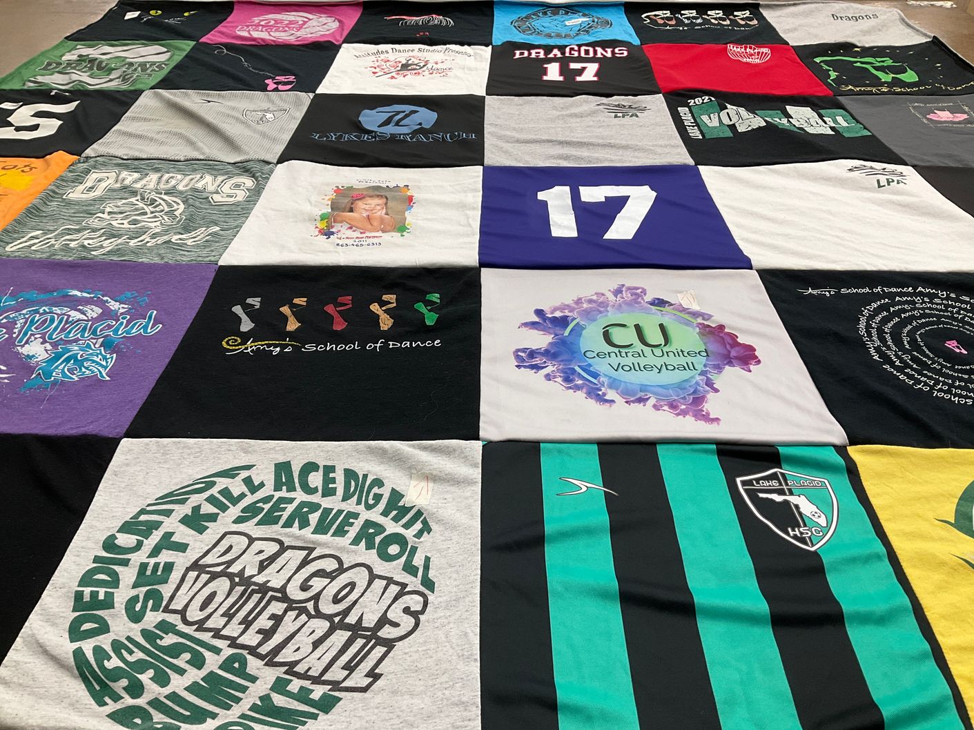 T-shirt quilt featuring dragons volleyball by Sarah from FL