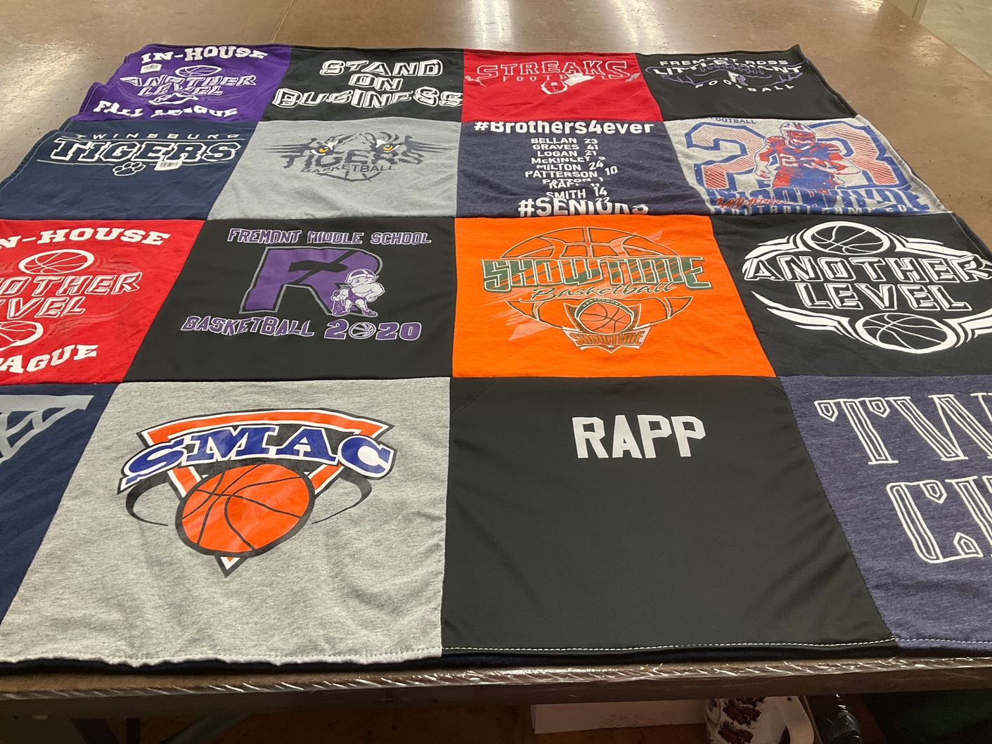 T-shirt quilt featuring smac basketball, showtime basketball by Laura from OH