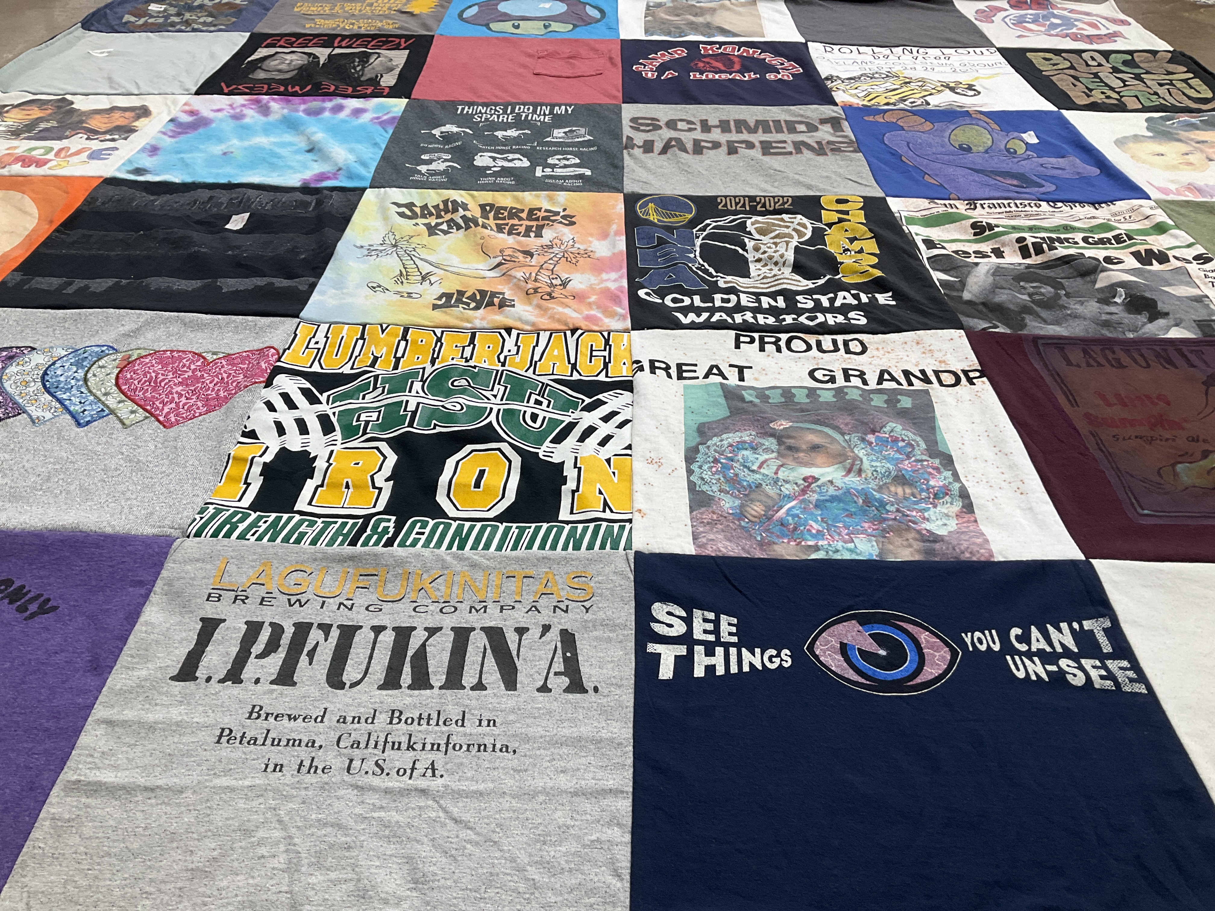 T-shirt quilt featuring golden state warriors by Ashley from CA
