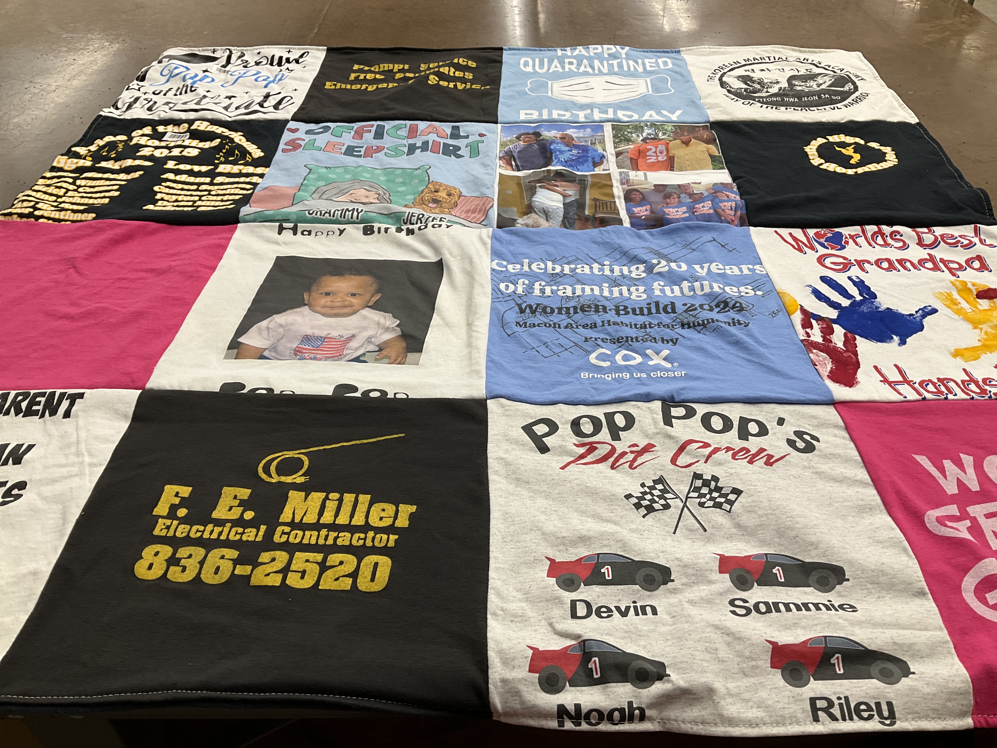 T-shirt quilt with celebration, family themes by monica from GA