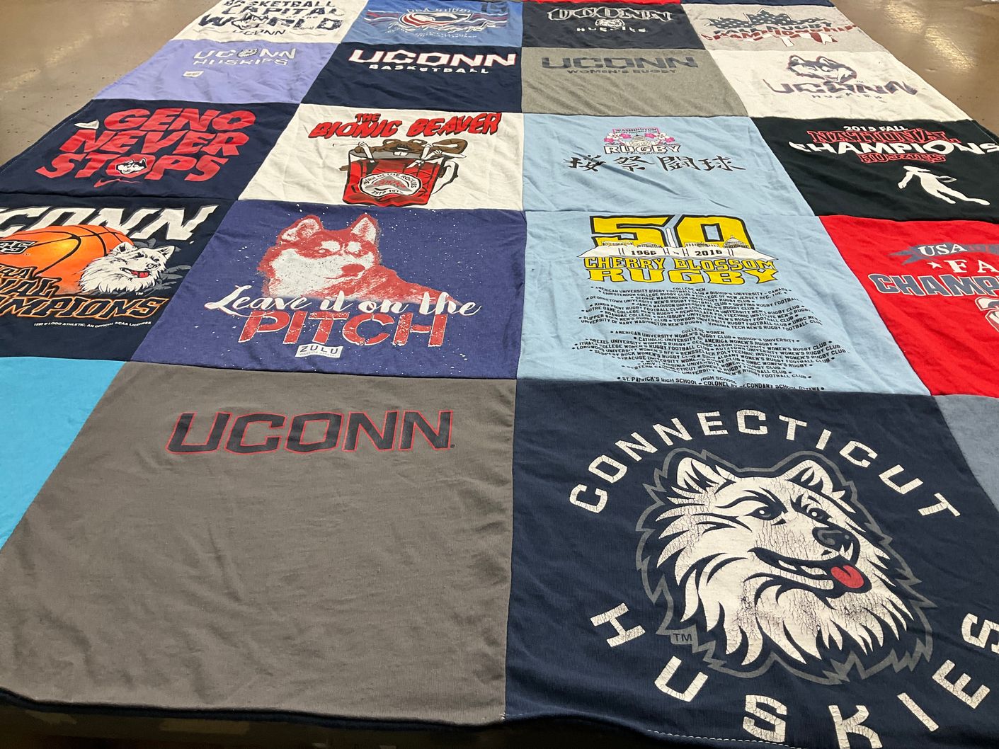 T-shirt quilt featuring uconn huskies by Denise from MA