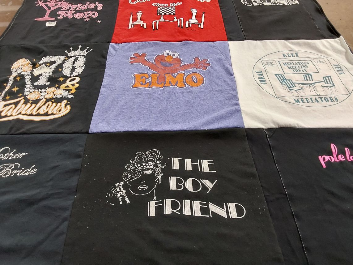 T-shirt quilt with weddings, parties themes by Debra from FL