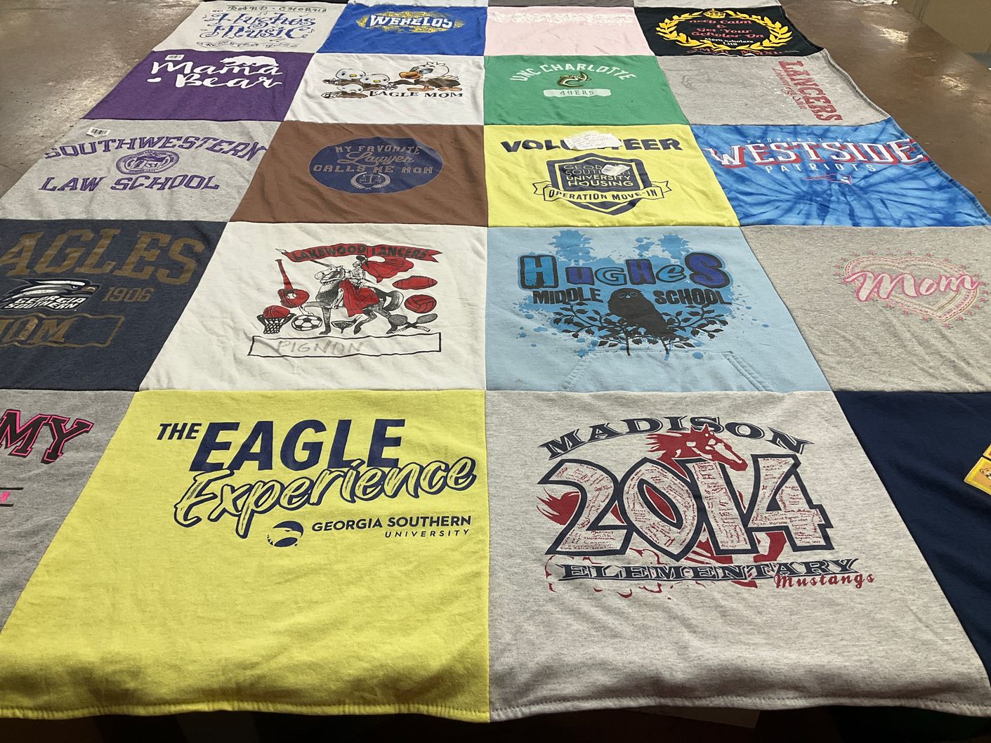 T-shirt quilt featuring madison elementary mustangs by Lynn from GA