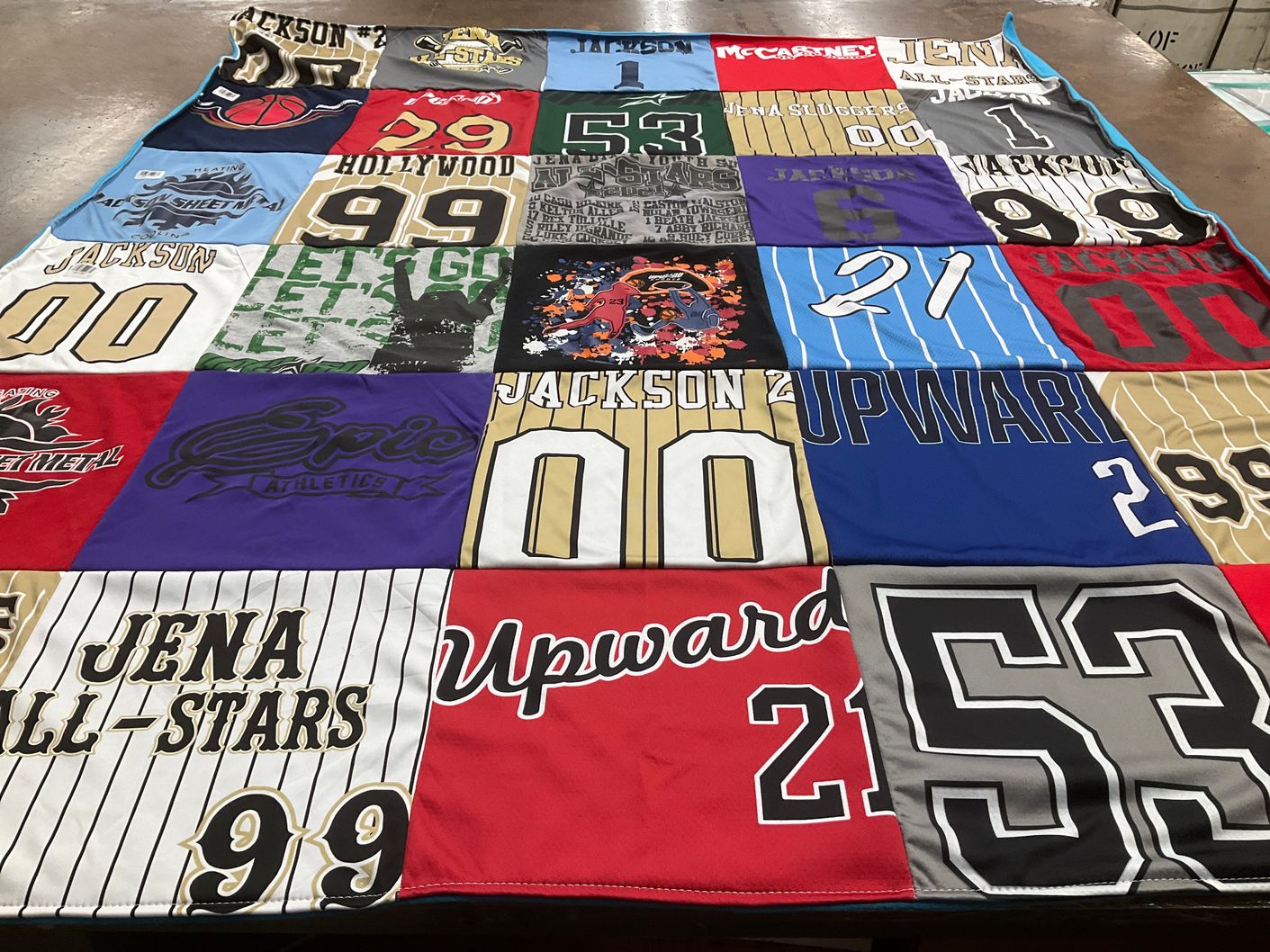 T-shirt quilt with sports, basketball themes by Brittany from LA