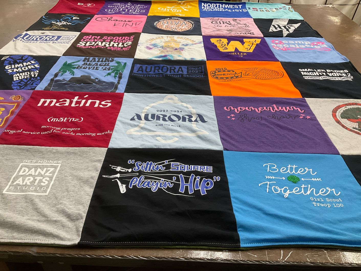 T-shirt quilt from northwest high school, shuler college by Jennifer from IA