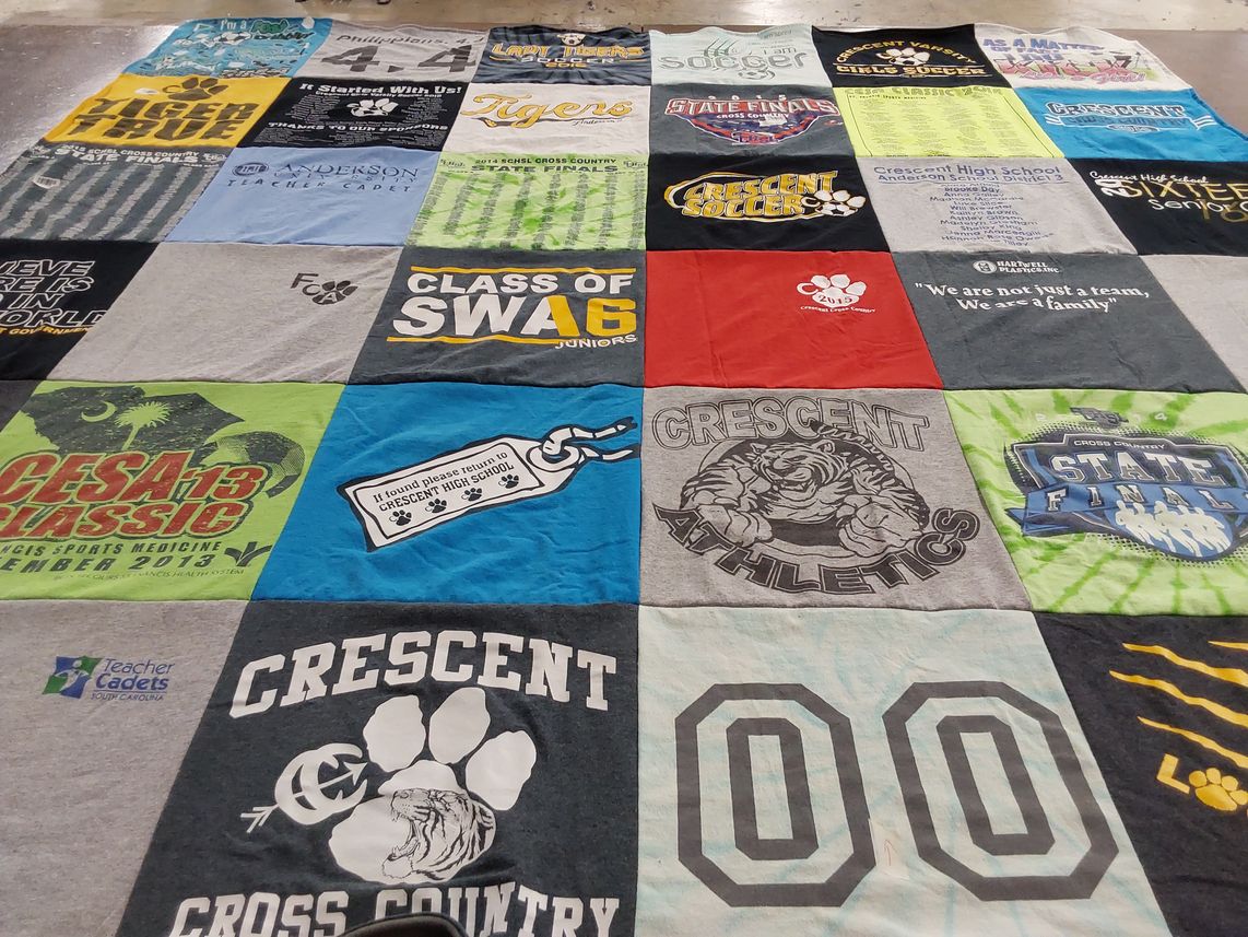 T-shirt quilt featuring crescent athletics by Michelle from SC