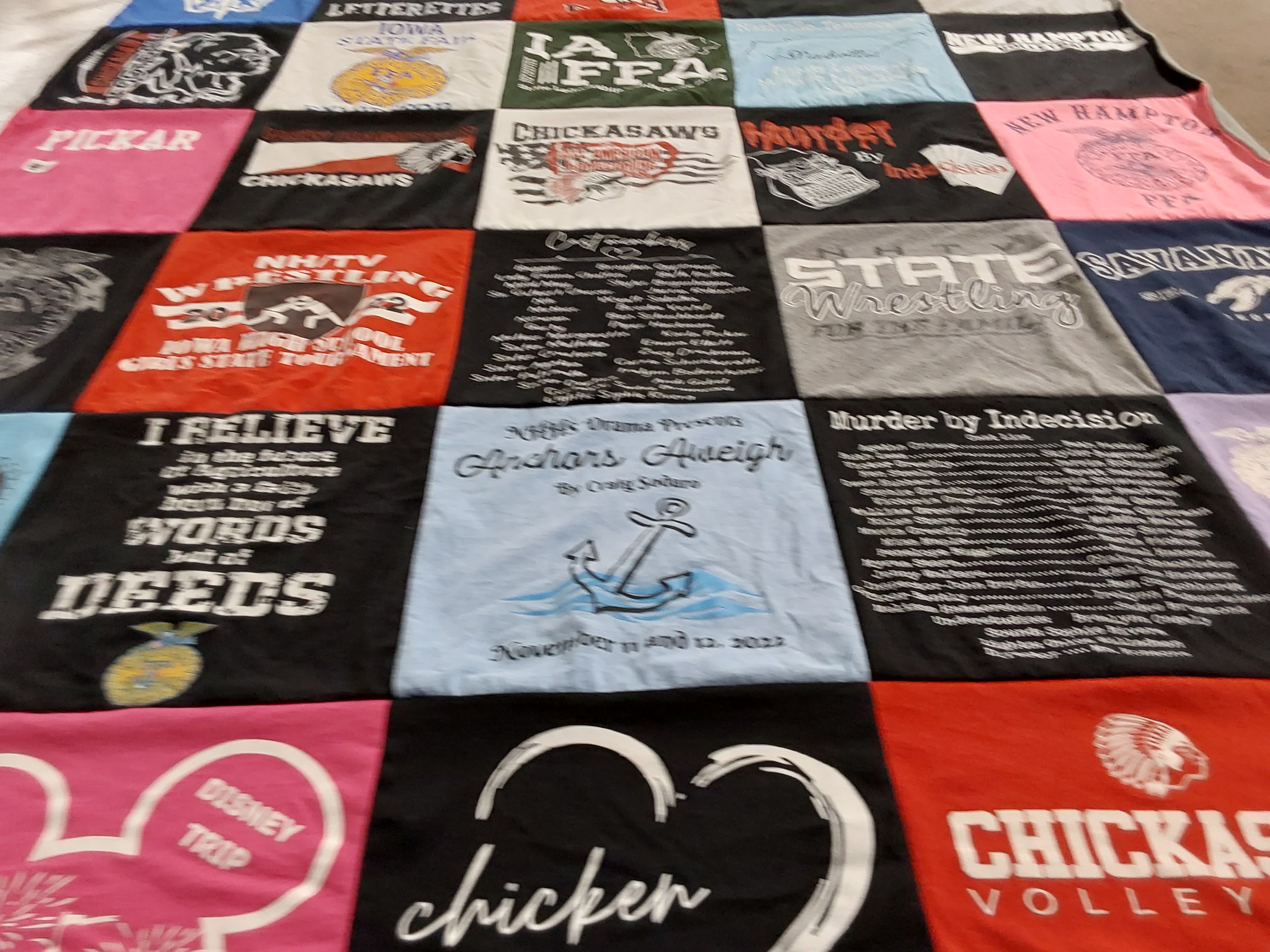 T-shirt quilt featuring chickasaw volleyball by Sarah from IA