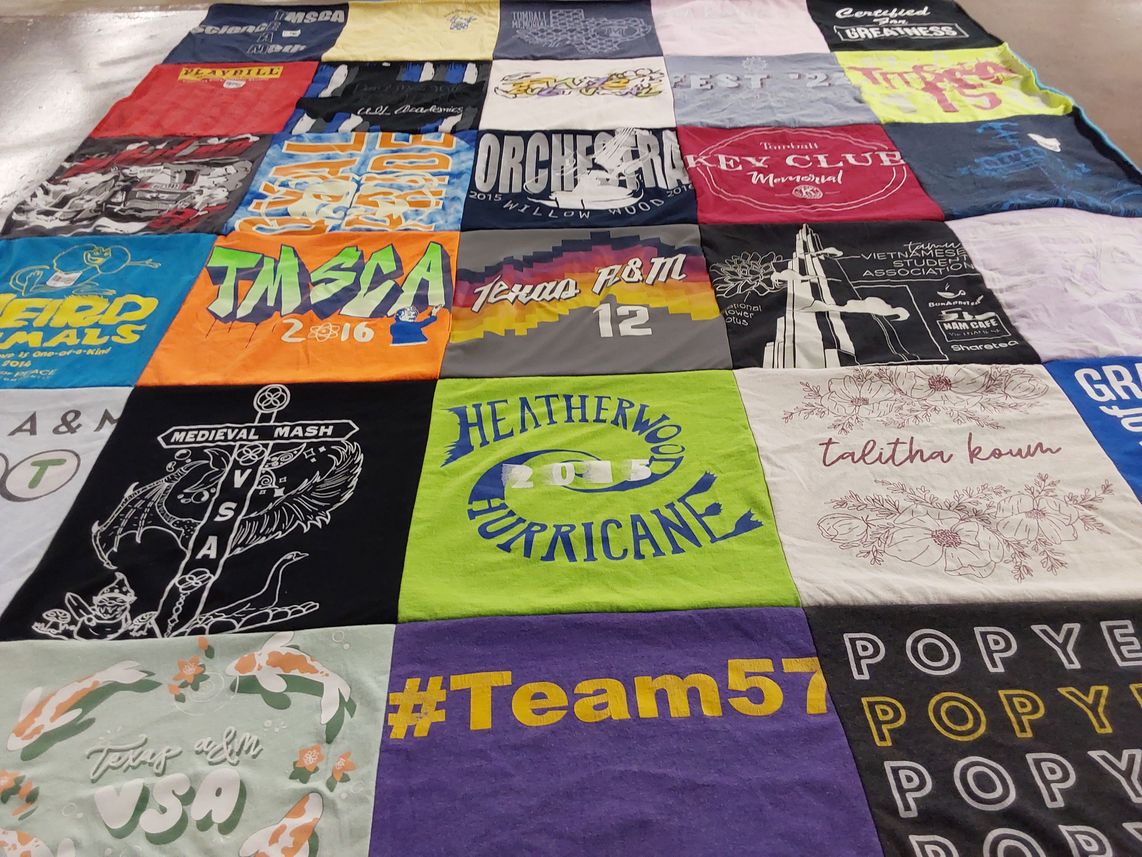 T-shirt quilt from texas a&m university by Katelyn from TX
