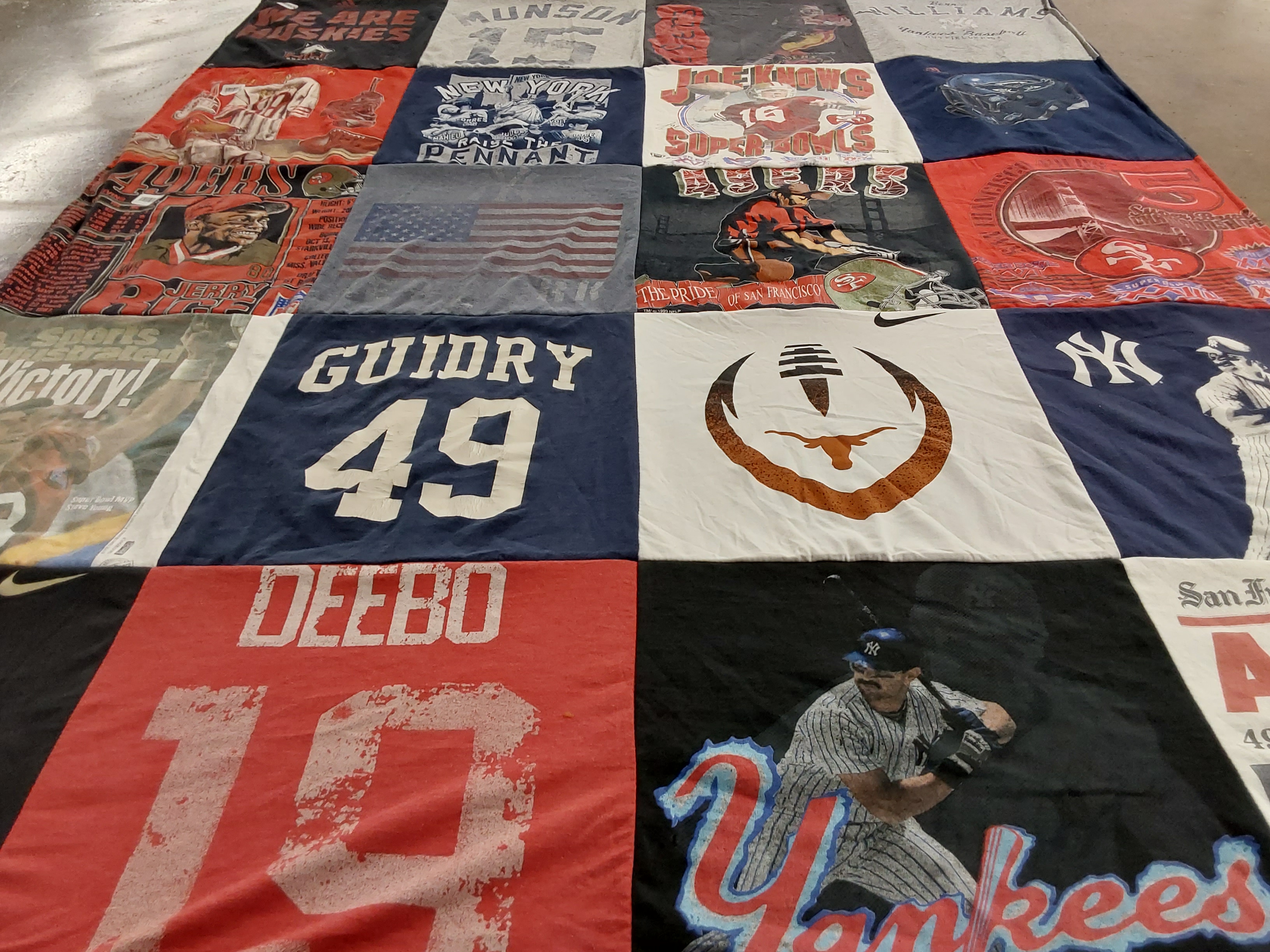T-shirt quilt featuring new york yankees, san francisco 49ers by Shannon from FL