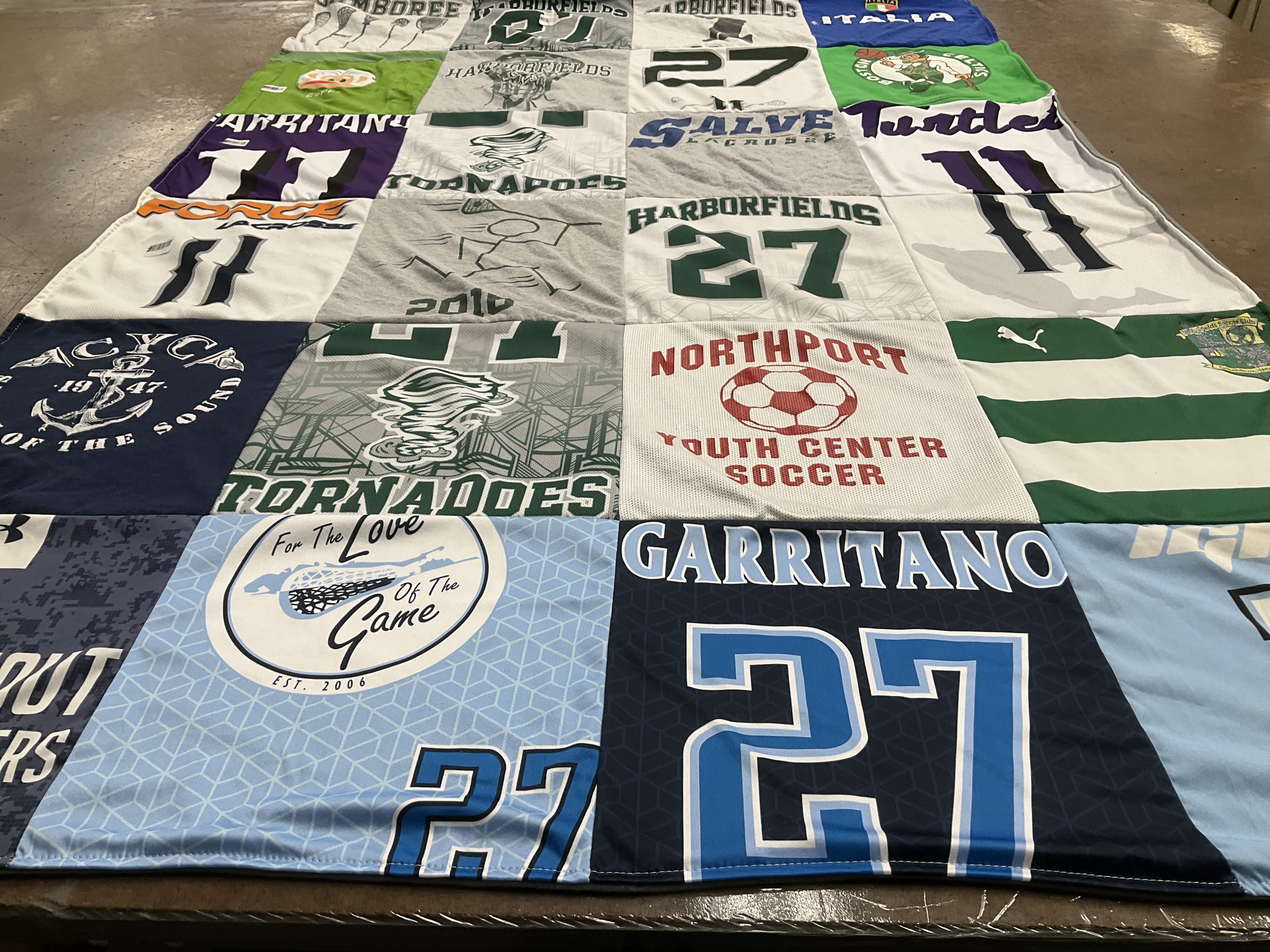 T-shirt quilt featuring harborfields high school, northport youth center by Samamtha from NY