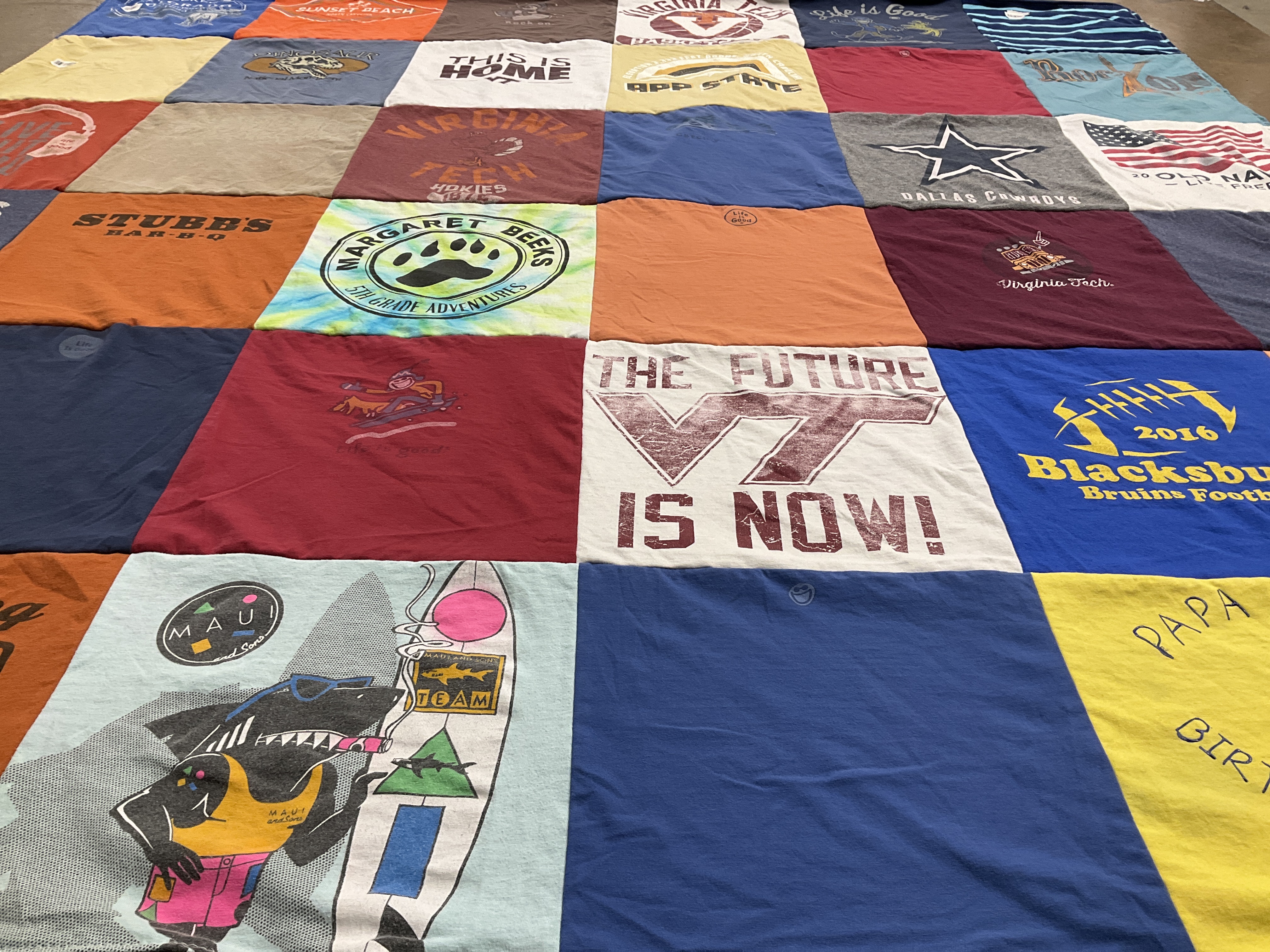 T-shirt quilt featuring blacksburg bruins football by sylvia from VA