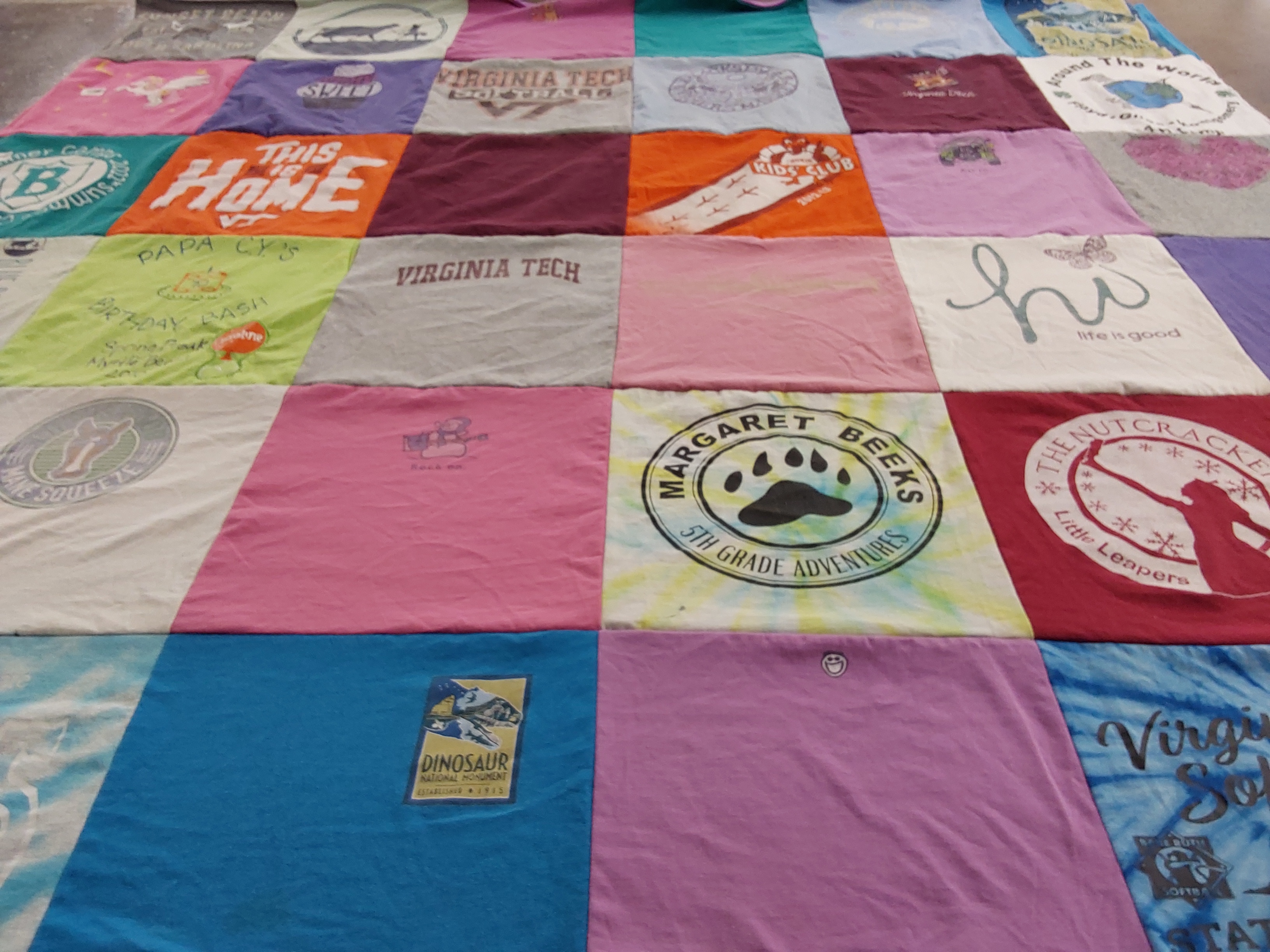 T-shirt quilt from virginia tech university, margaret beeks elementary school by sylvia from VA