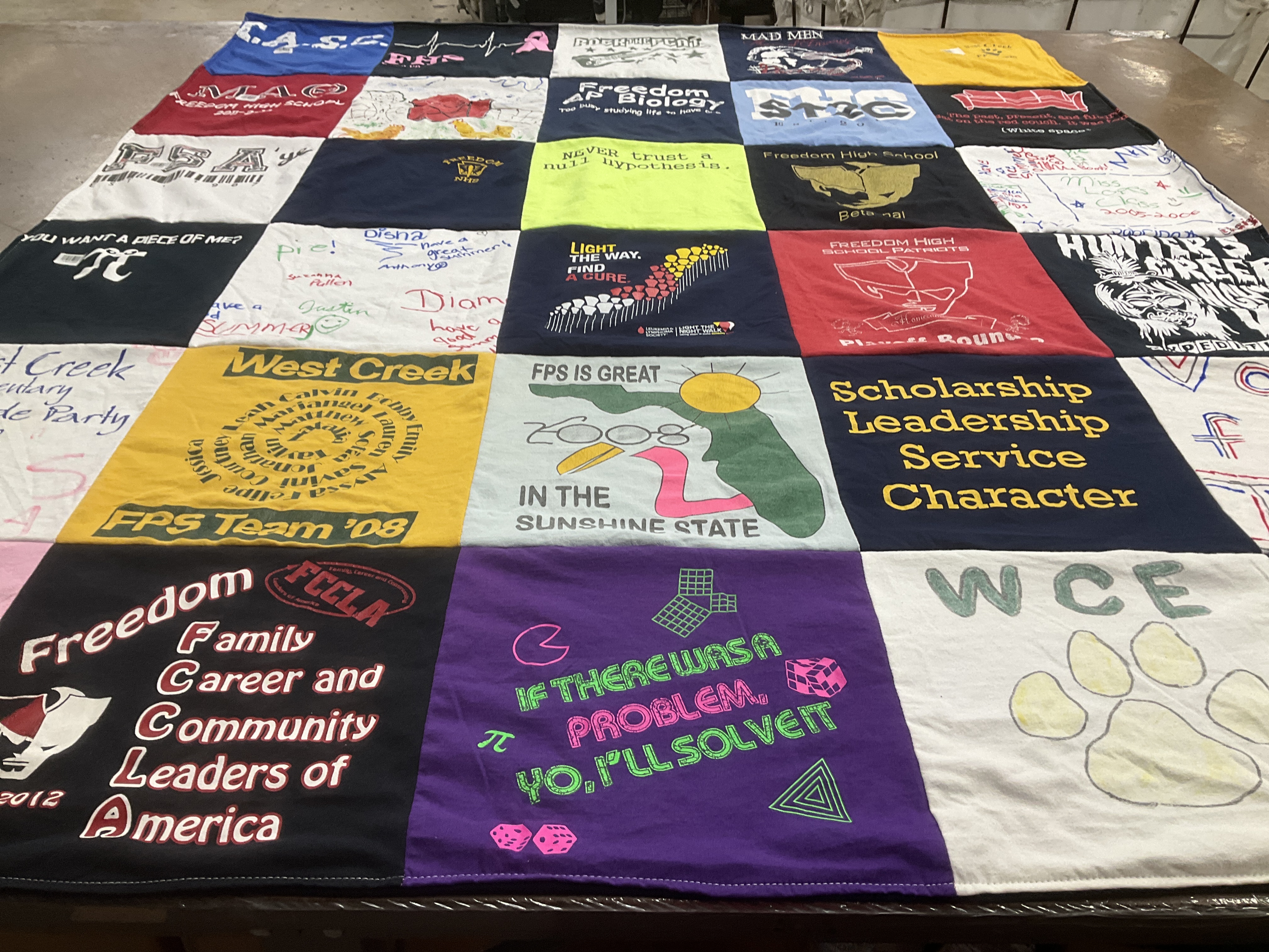 T-shirt quilt featuring fps team 08 by Catherine from SC