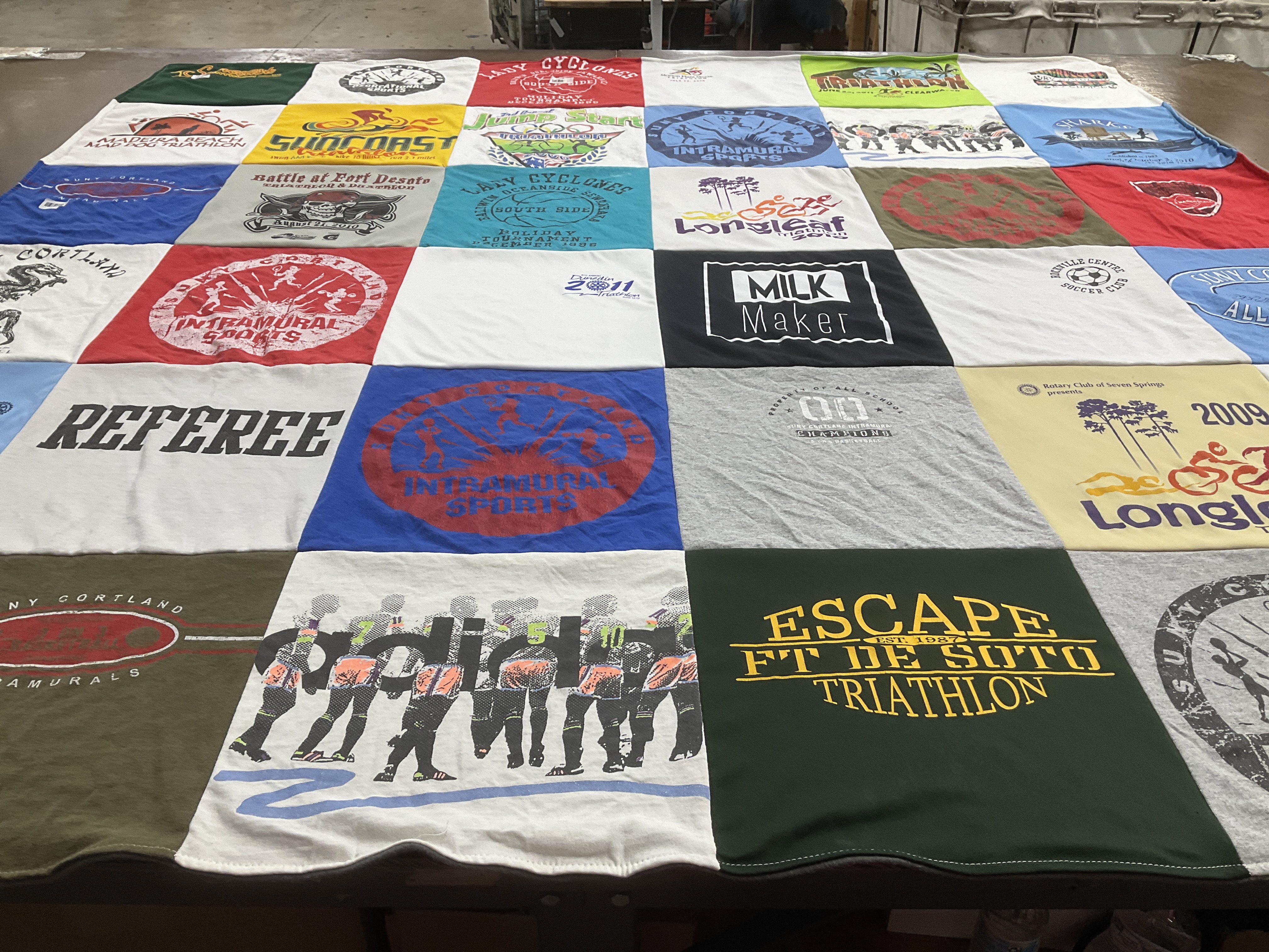T-shirt quilt featuring soccer team by Claudia from FL