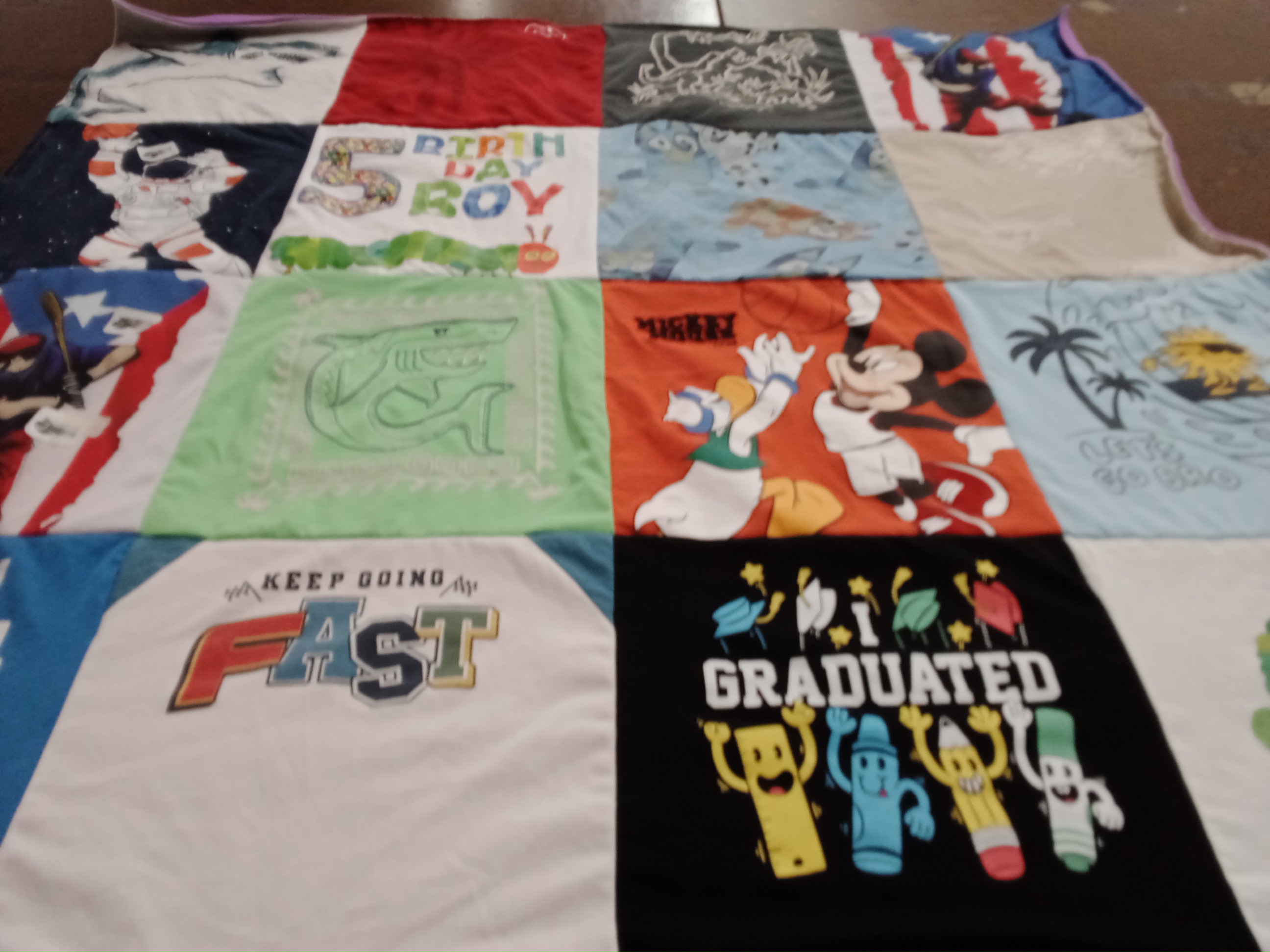 T-shirt quilt with sports, animation themes by Mark from NY