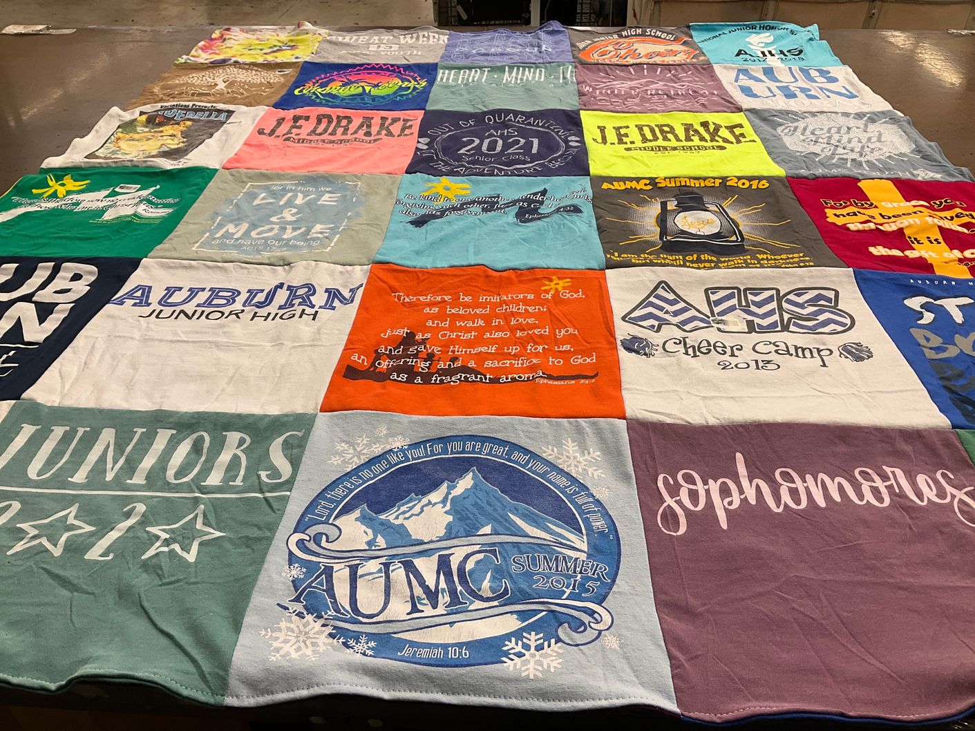 T-shirt quilt from auburn junior high school, auburn university by Ashley from AL