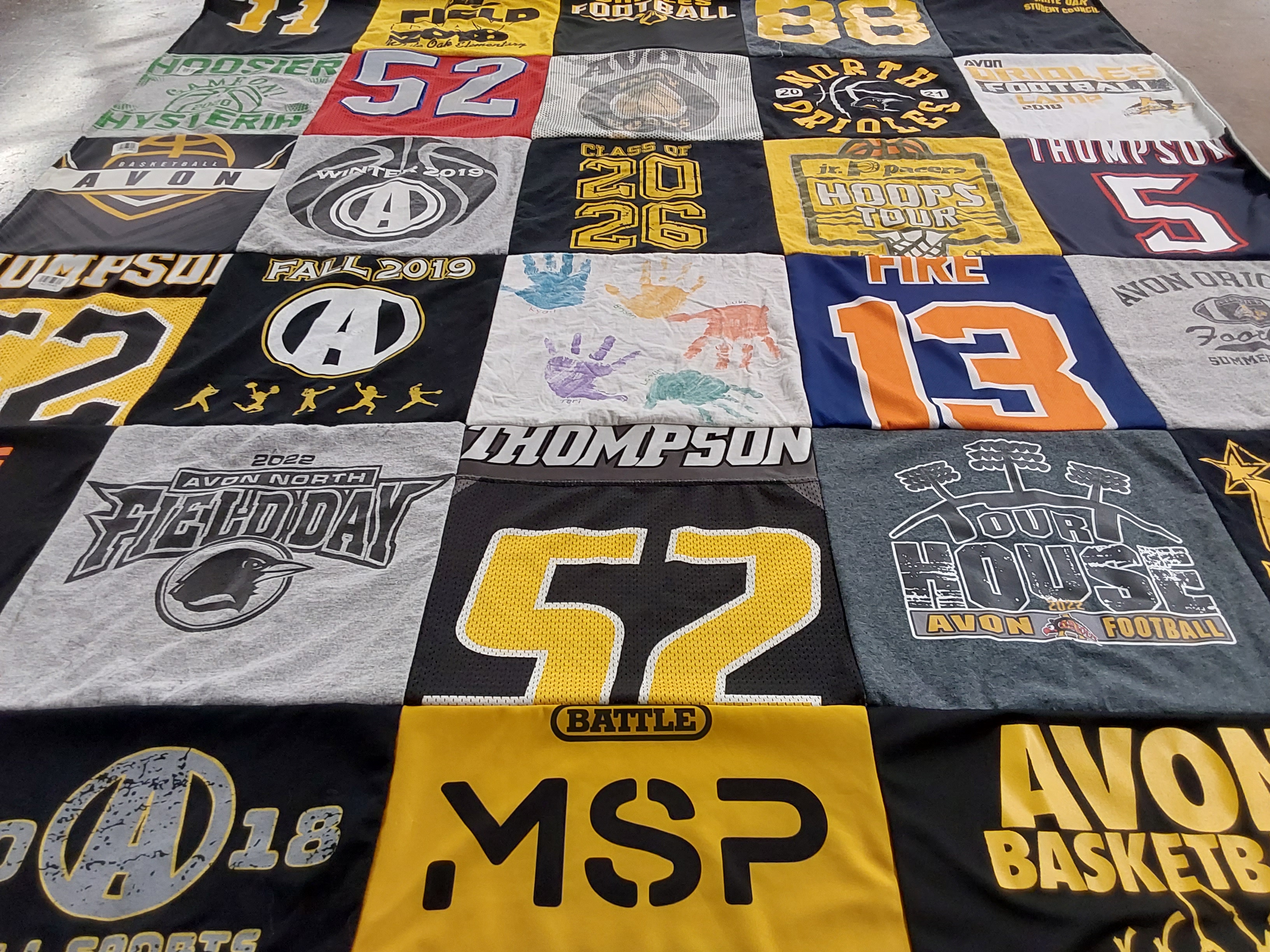 T-shirt quilt featuring avon basketball, avon football by April from IN