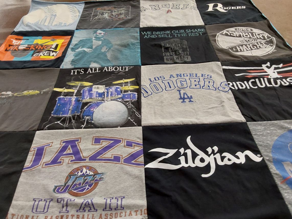 T-shirt quilt featuring utah jazz, los angeles dodgers by Maletta from CA
