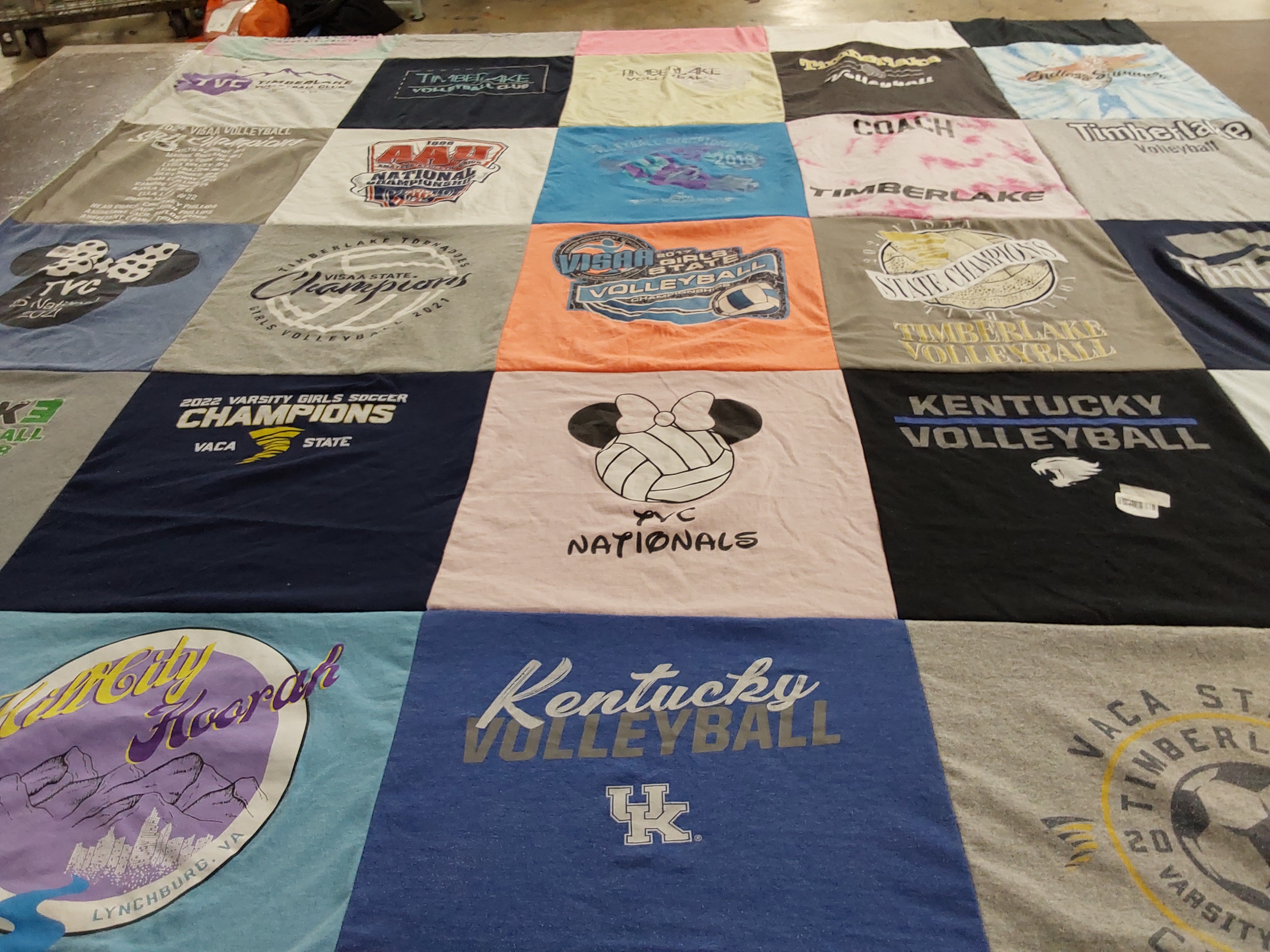 T-shirt quilt featuring timberlake volleyball by Courtney from VA