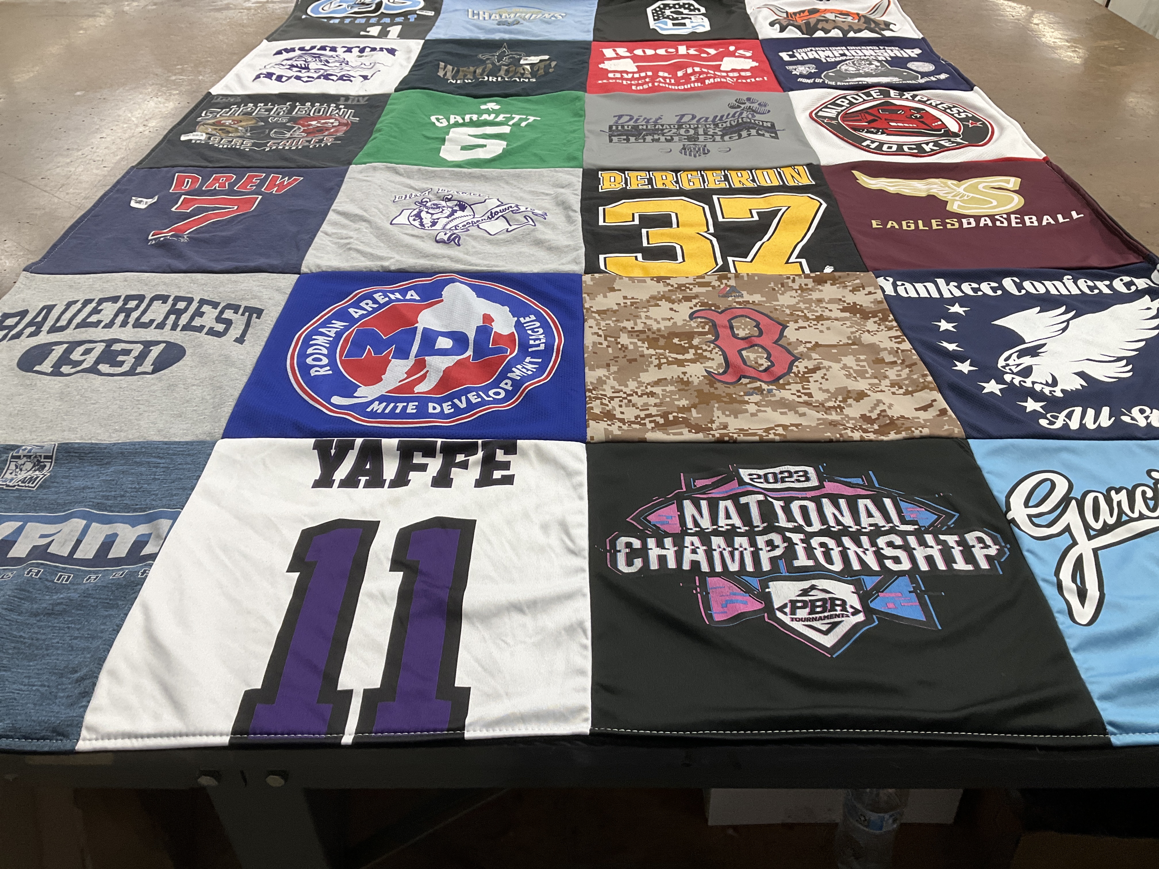 T-shirt quilt featuring eagles baseball by Deborah from MA