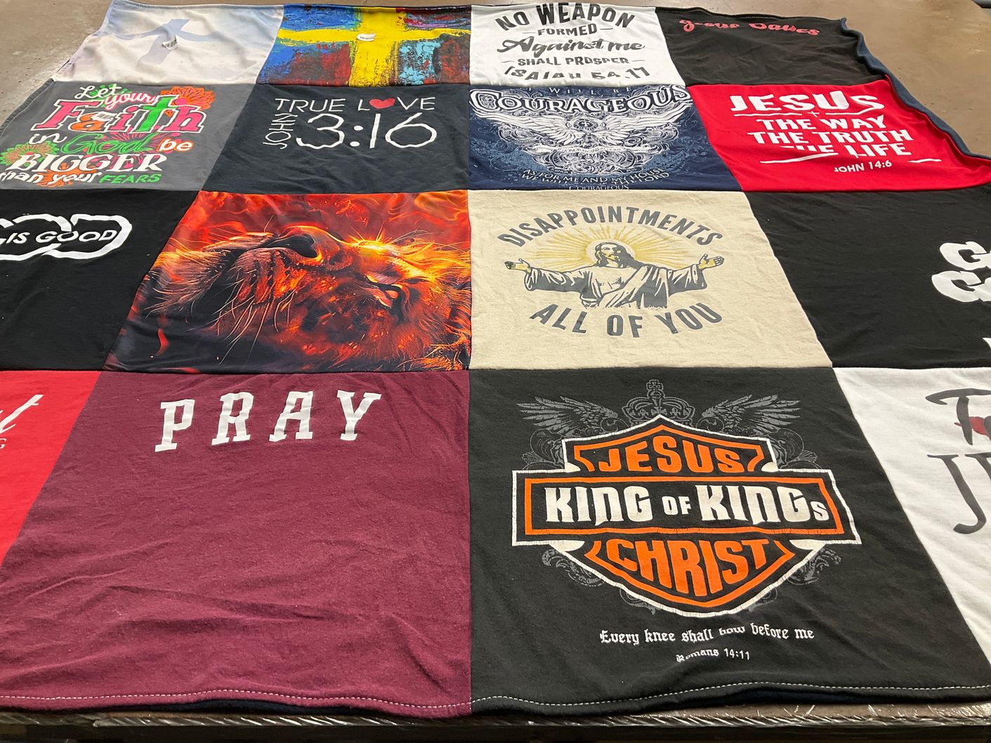T-shirt quilt with religion, spirituality themes by Basilio from TX