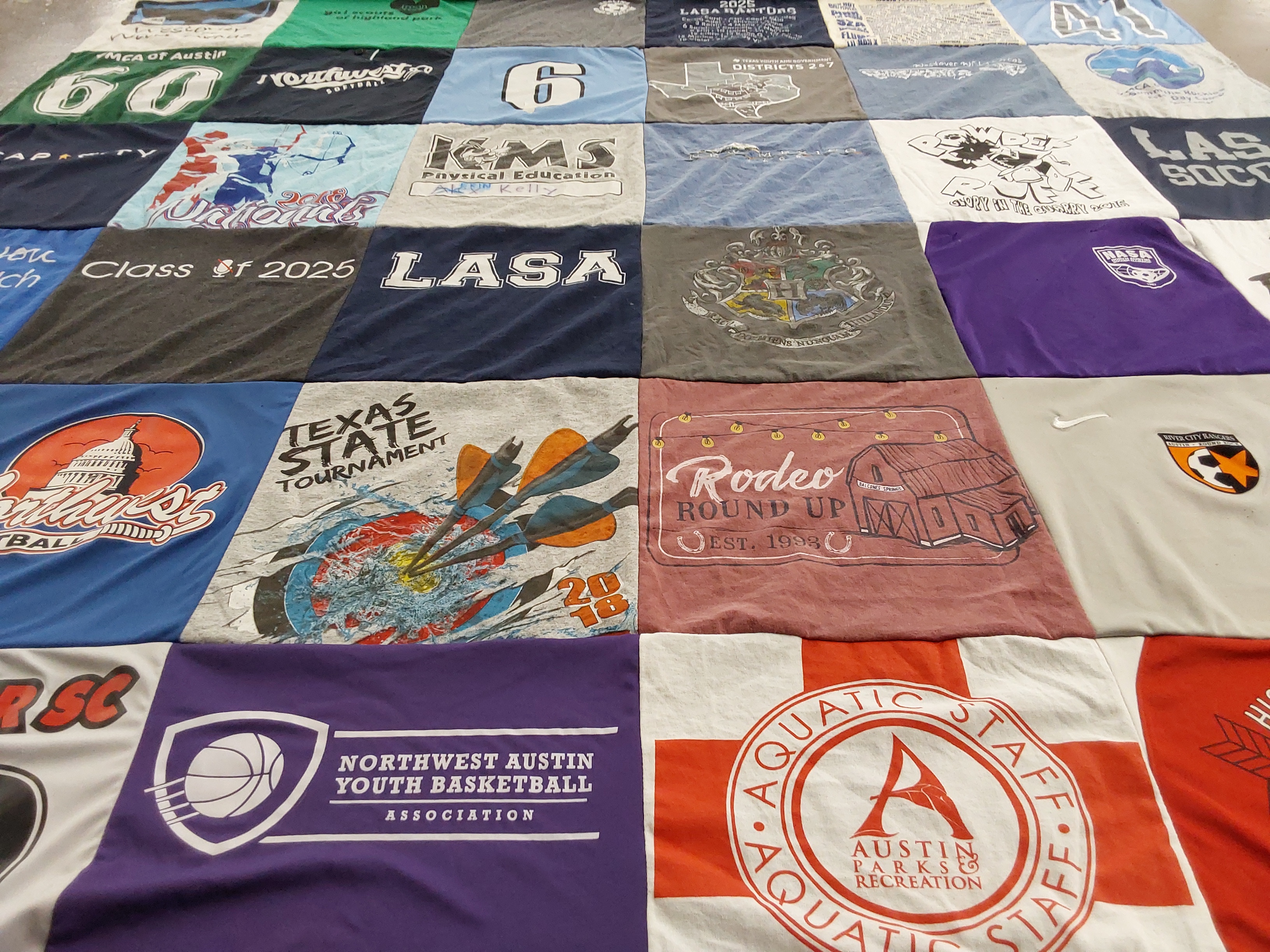 T-shirt quilt featuring northwest austin youth basketball association, rebel soccer club by Valerie from TX