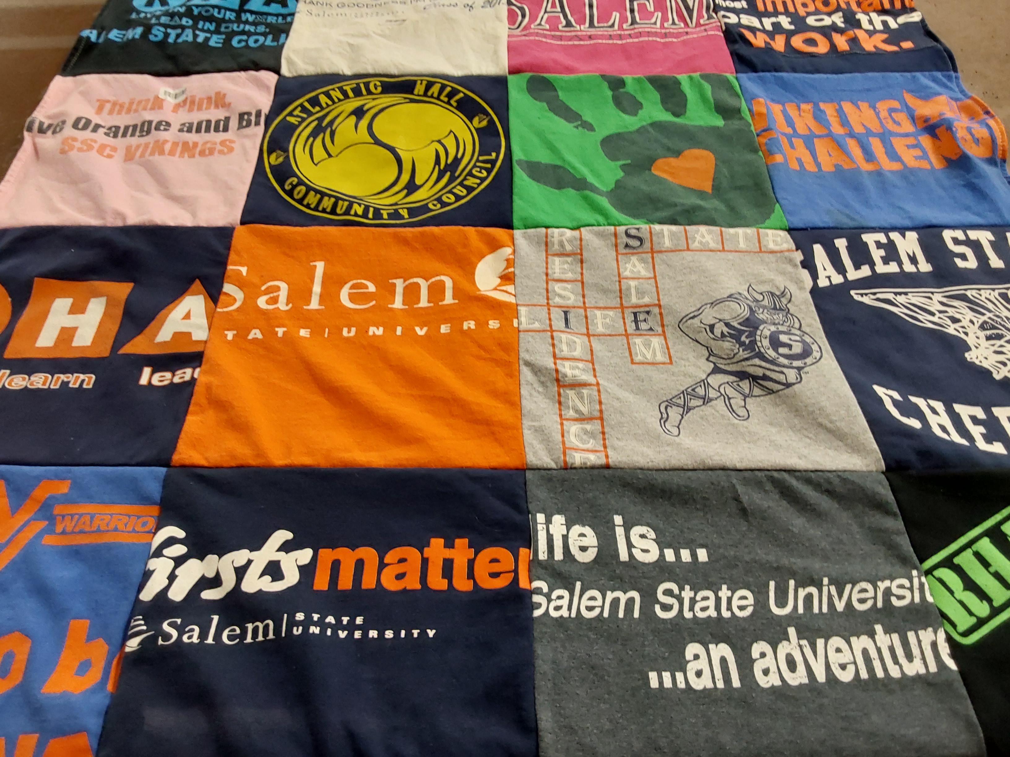 T-shirt quilt featuring salem state university viking, salem state university cheer by Shelby from MA