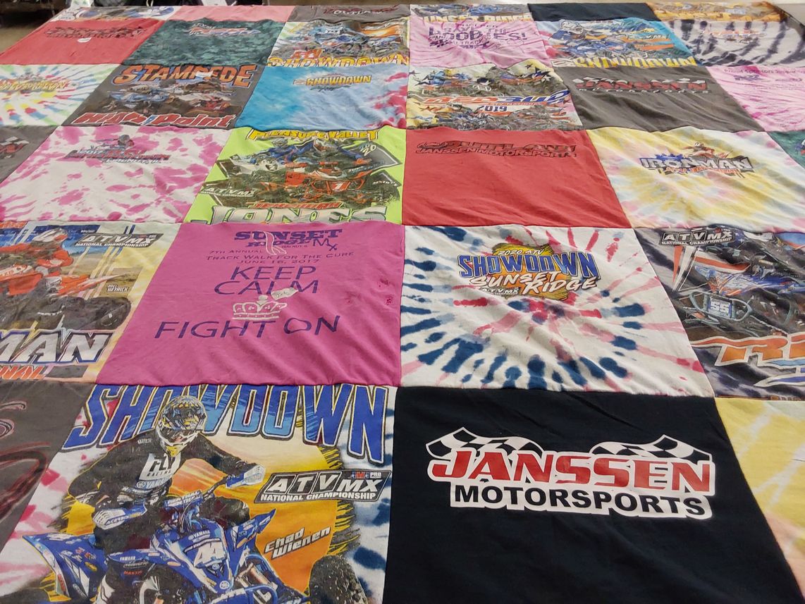 T-shirt quilt with atv, motorsports themes by LinAnn from IA