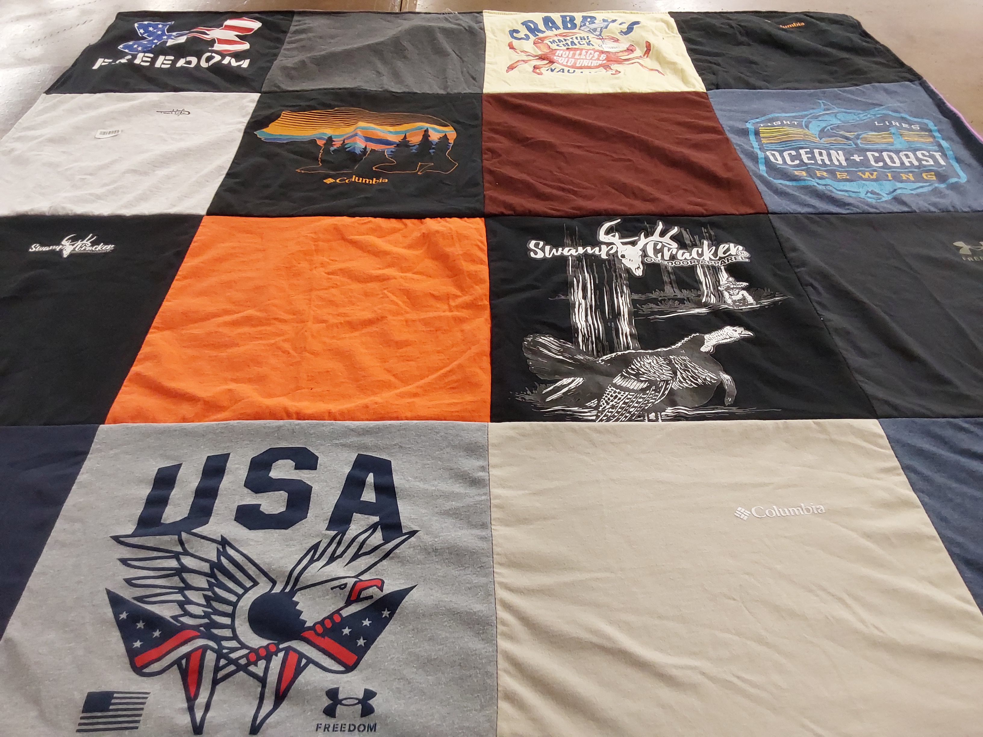 T-shirt quilt with outdoors, brewing themes by Tiffany from VA