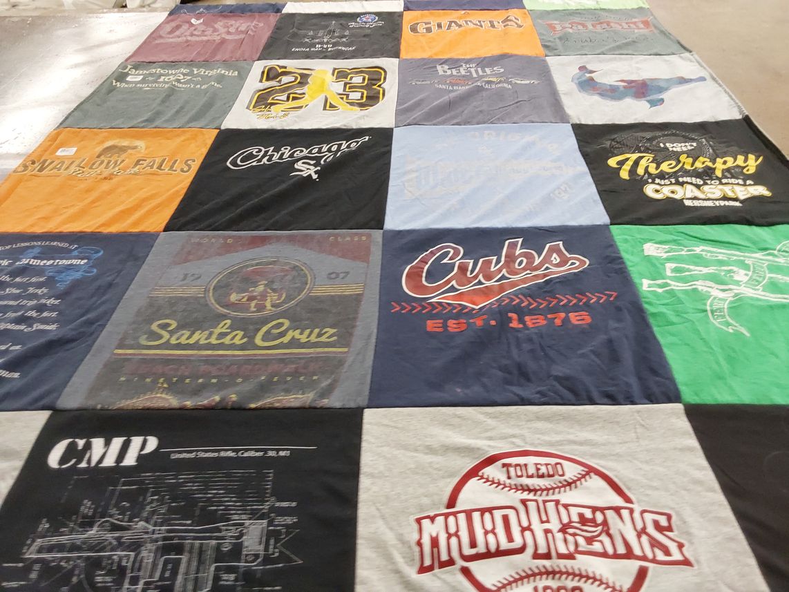 T-shirt quilt featuring toledo mudhens, chicago cubs by Bernadette from MD