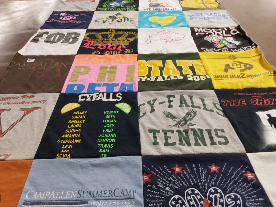 T-shirt quilt featuring cypress falls tennis by Kelley from CO