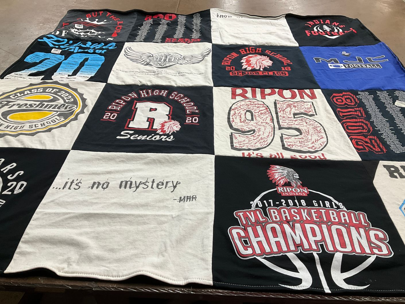 T-shirt quilt featuring ripon indians by Elaine from CA
