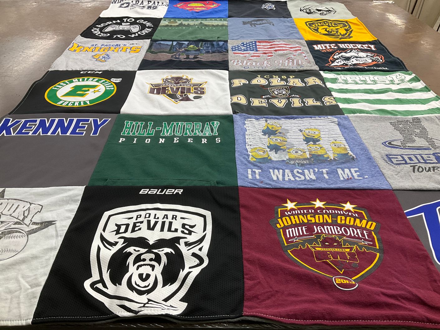 T-shirt quilt featuring polar devils hockey team by Carie from MN