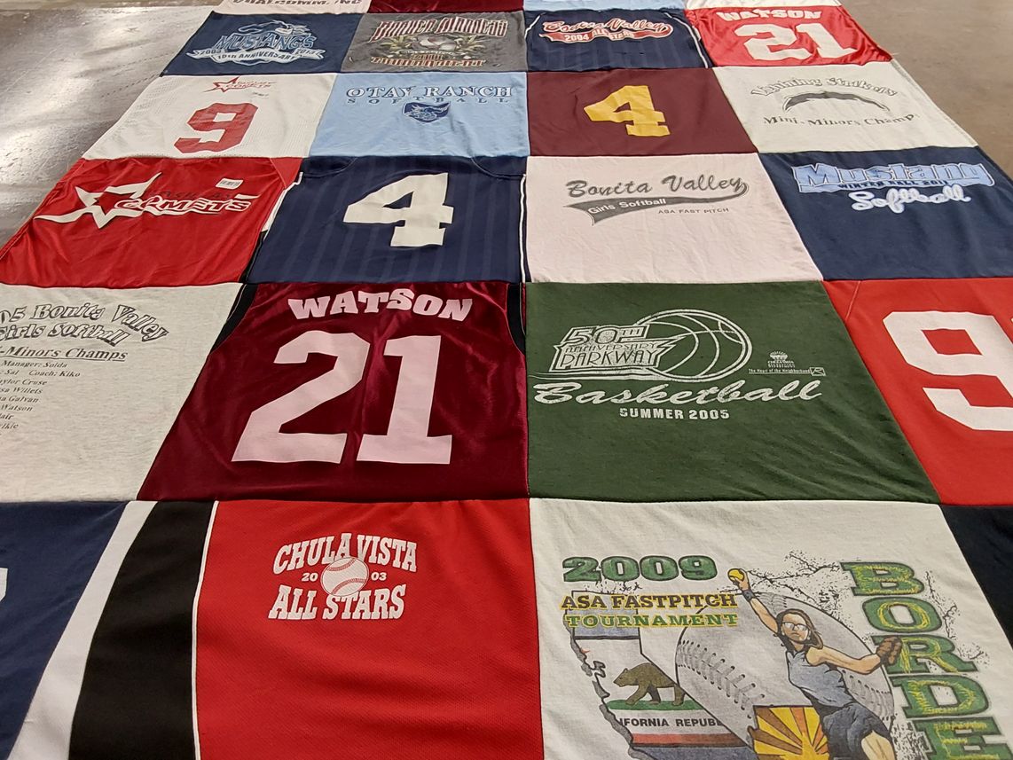 T-shirt quilt featuring chula vista all stars, bonita valley girls softball by Marissa from CA