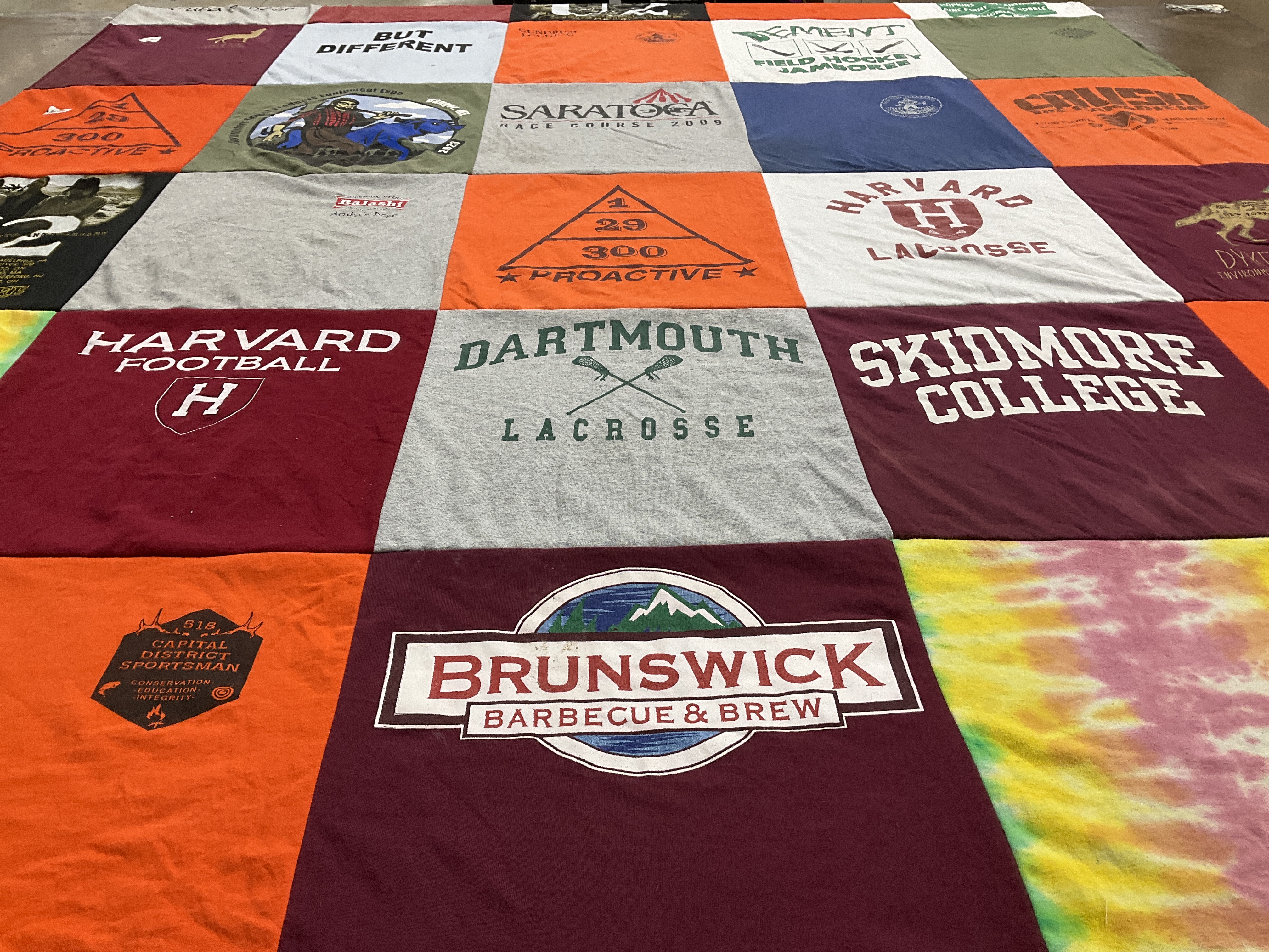 T-shirt quilt featuring harvard football, dartmouth lacrosse by Francesca from ME