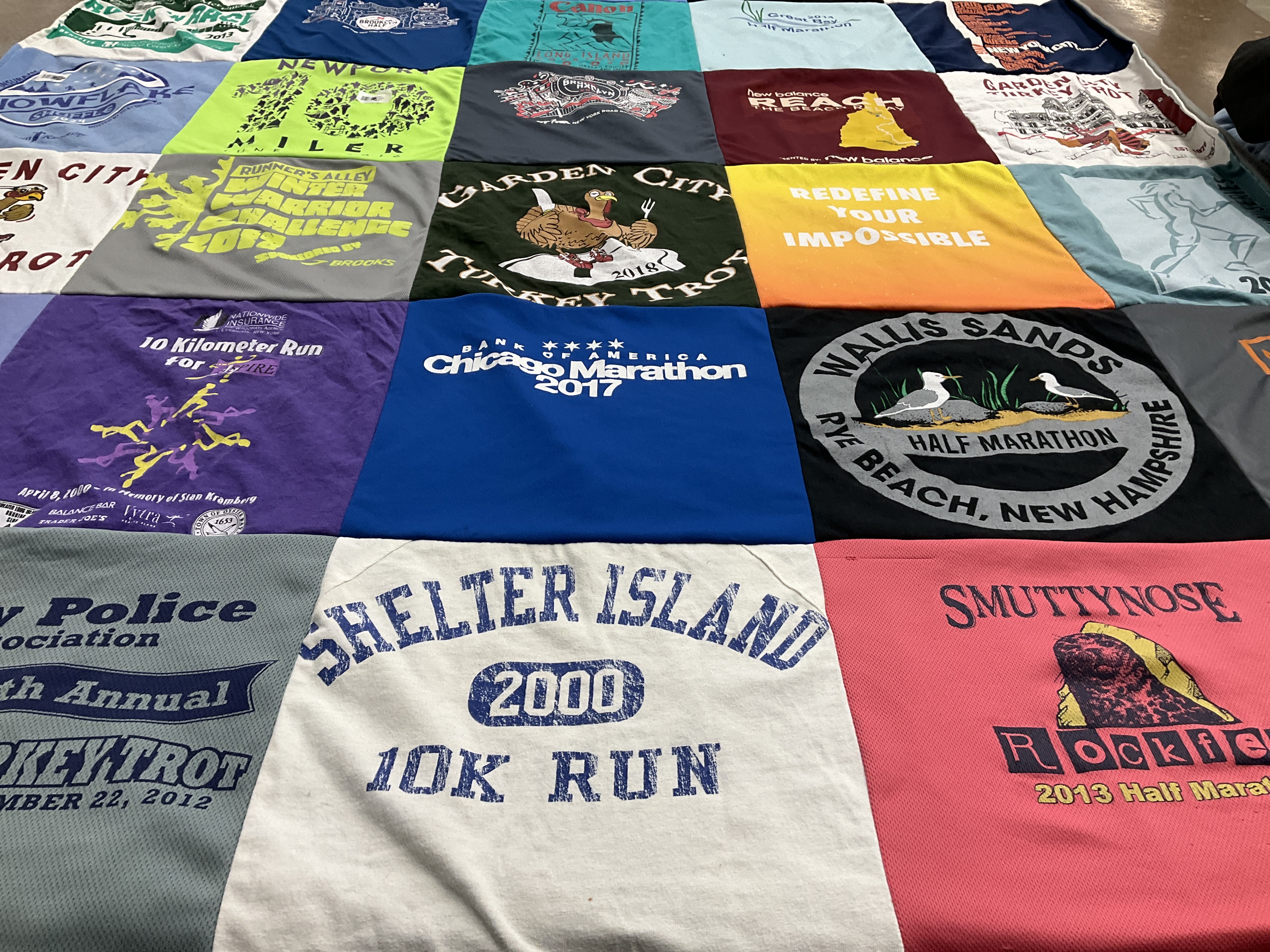T-shirt quilt with running, marathons themes by Allison from NH