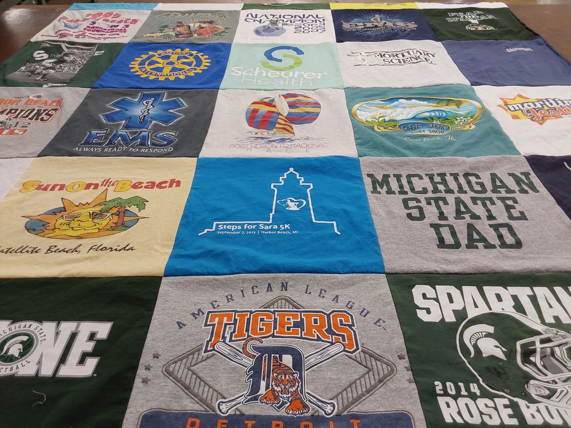 T-shirt quilt featuring michigan state university football by Kristin from MI