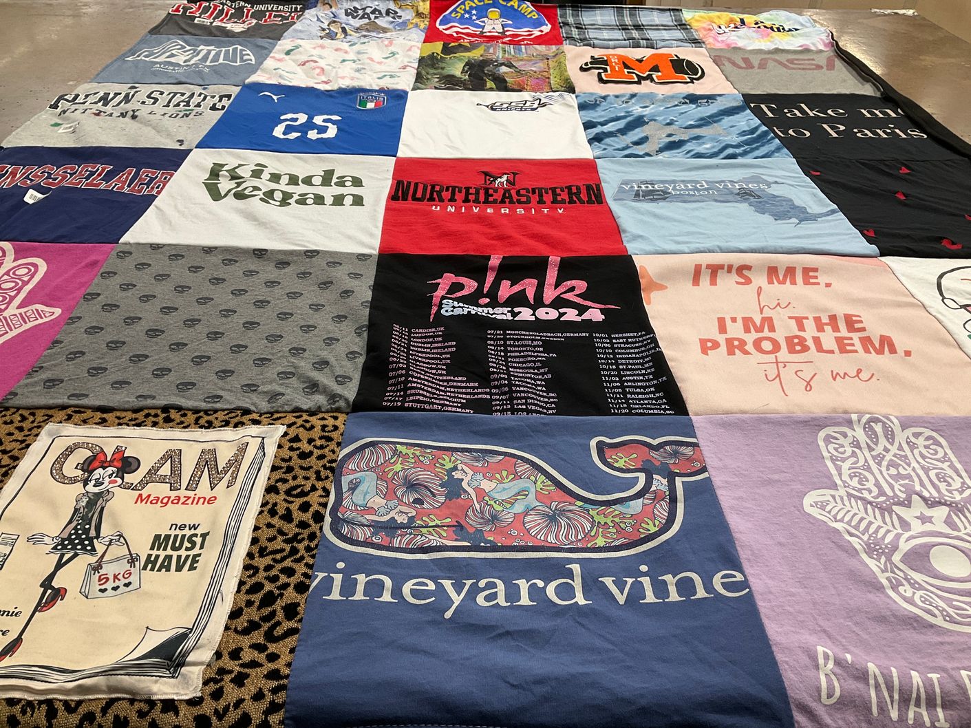 T-shirt quilt from northeastern university, penn state university by orli from NJ