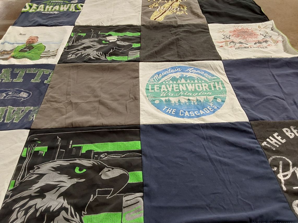 T-shirt quilt featuring seattle seahawks by Shelly from OR