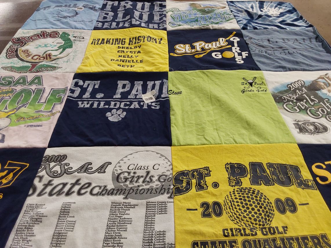 T-shirt quilt featuring st. paul wildcats girls golf team by Shelby from MO