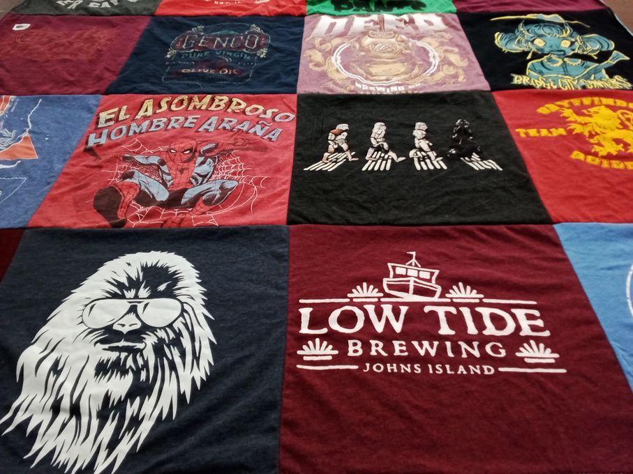 T-shirt quilt with comics, brewing themes by james from FL