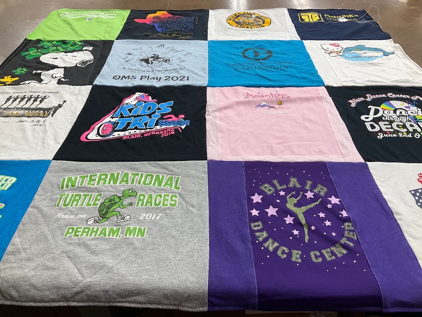 T-shirt quilt from oms college by Jaclyn from NE