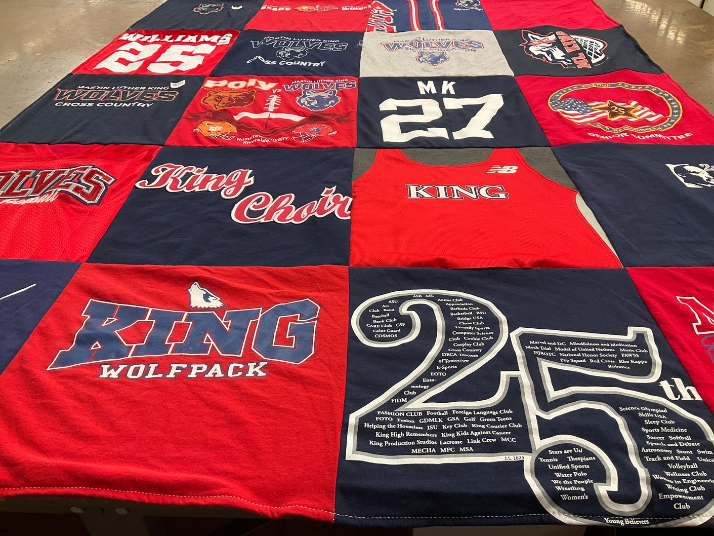 T-shirt quilt featuring king wolfpack, martin luther king wolves by Sandra from CA