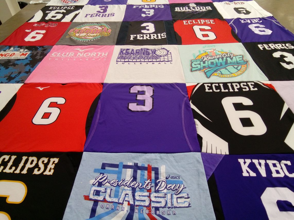 T-shirt quilt featuring kearney bulldogs volleyball by Sarah from MO