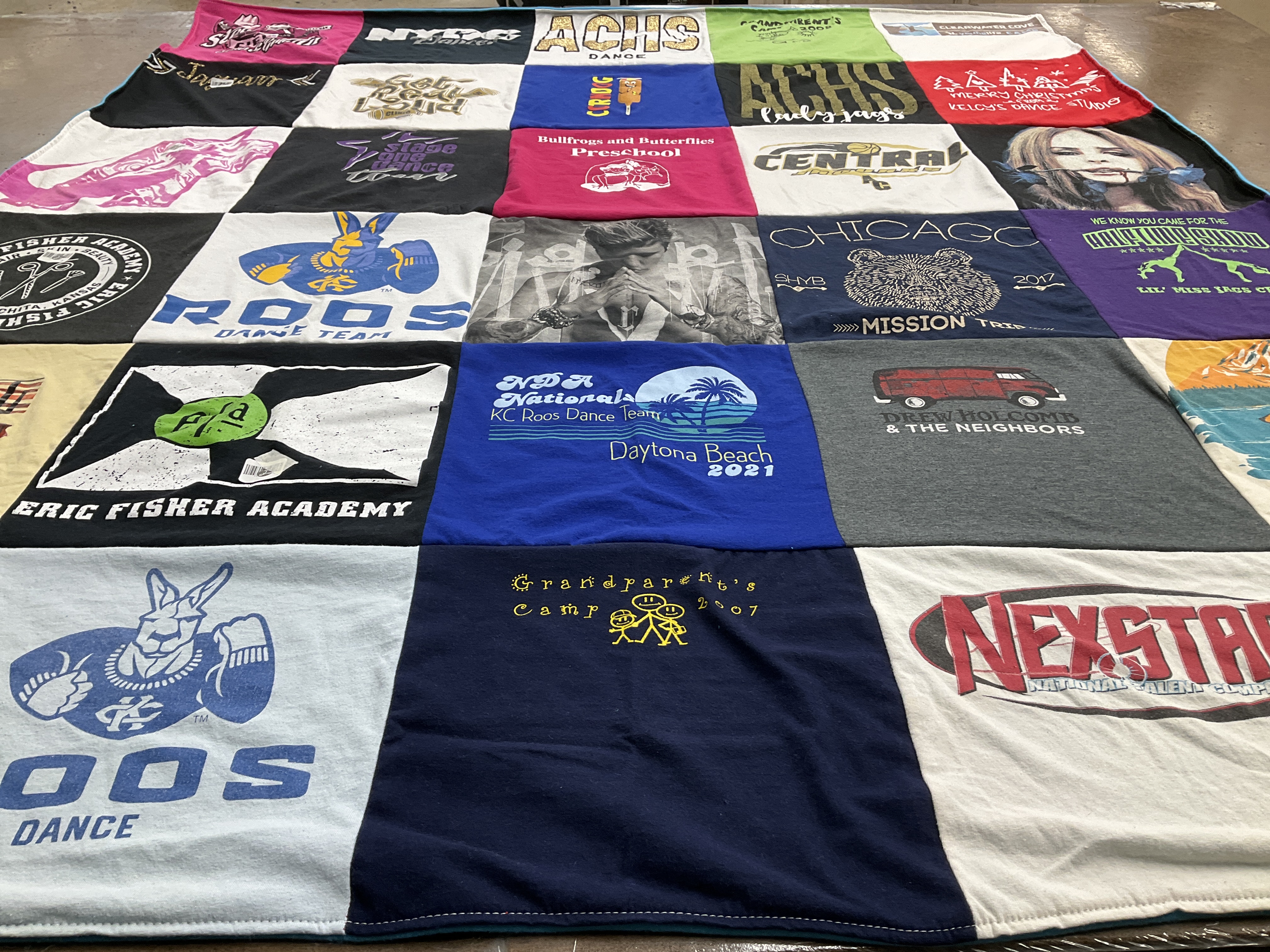 T-shirt quilt featuring kc roos dance team by Elizabeth from KS